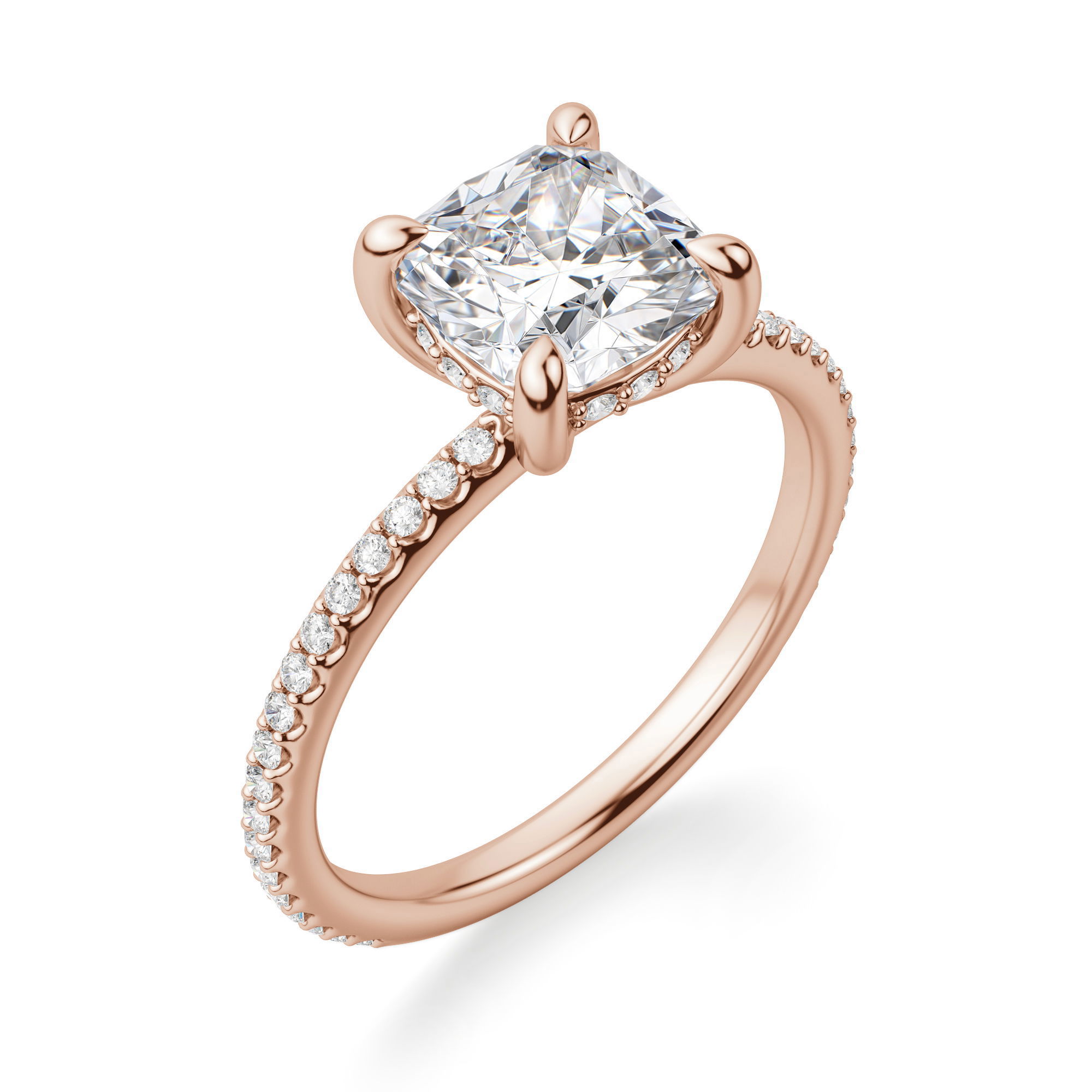 Hidden Halo Accented Cushion Cut Engagement Ring