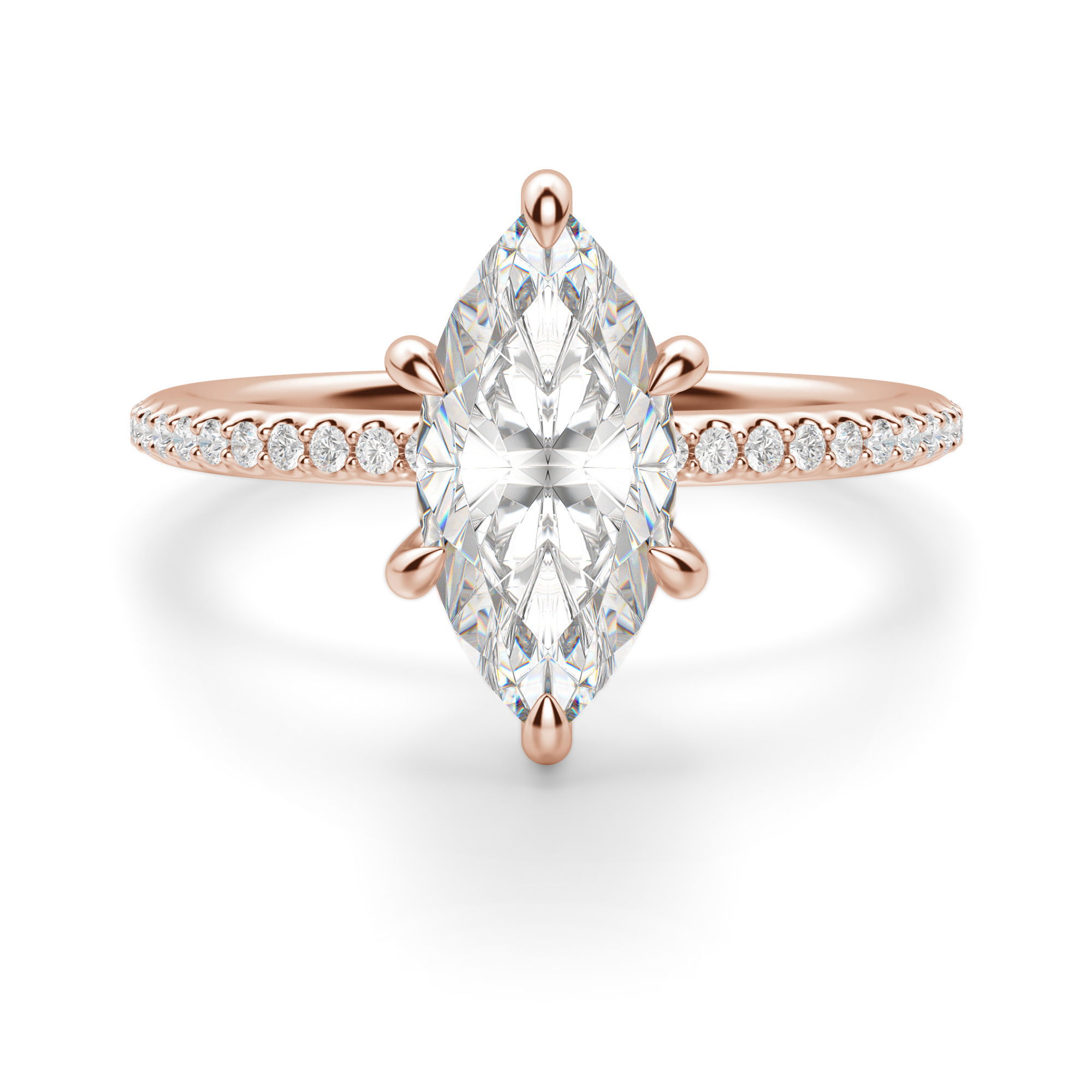 Hidden Halo Accented Marquise Cut Engagement Ring