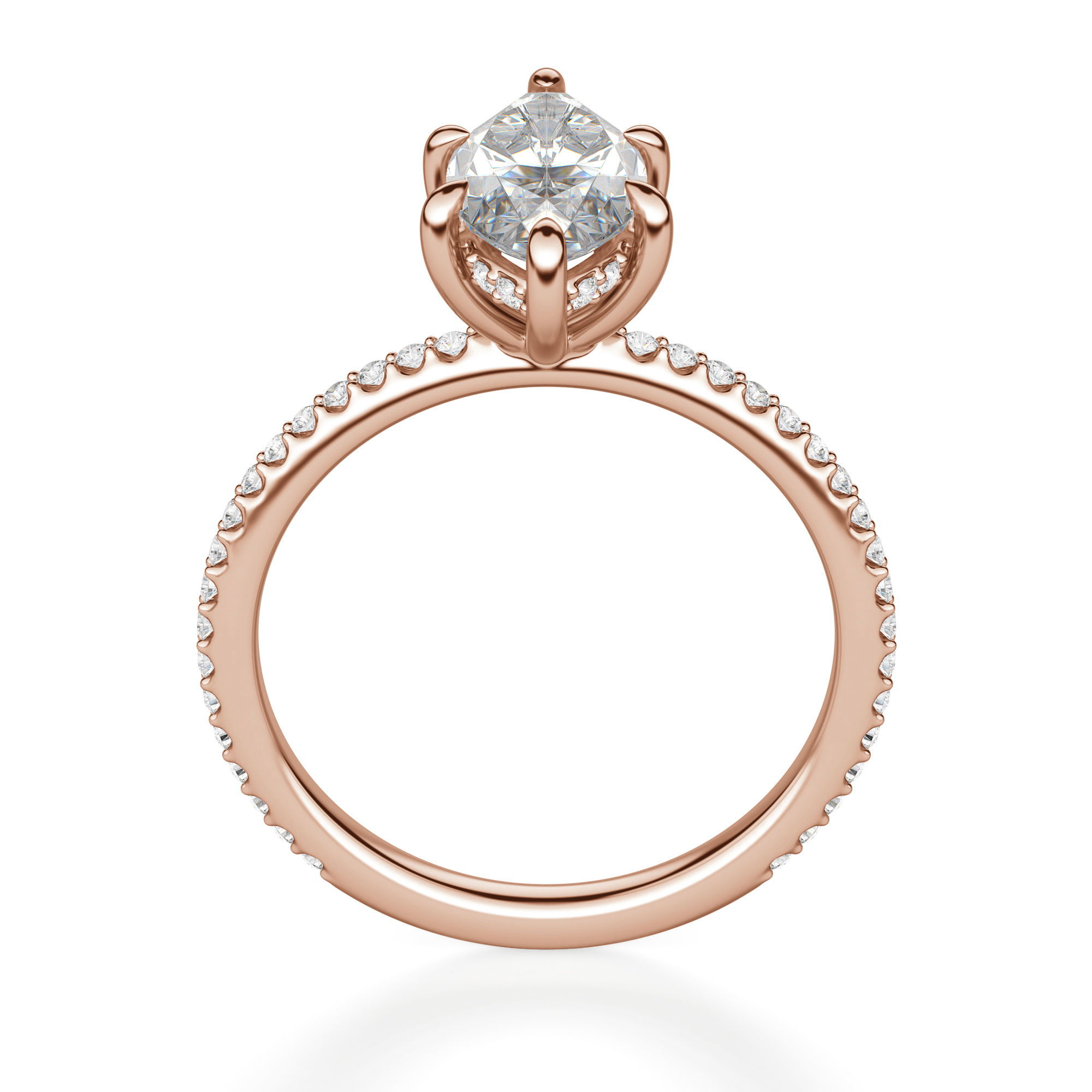 Hidden Halo Accented Marquise Cut Engagement Ring