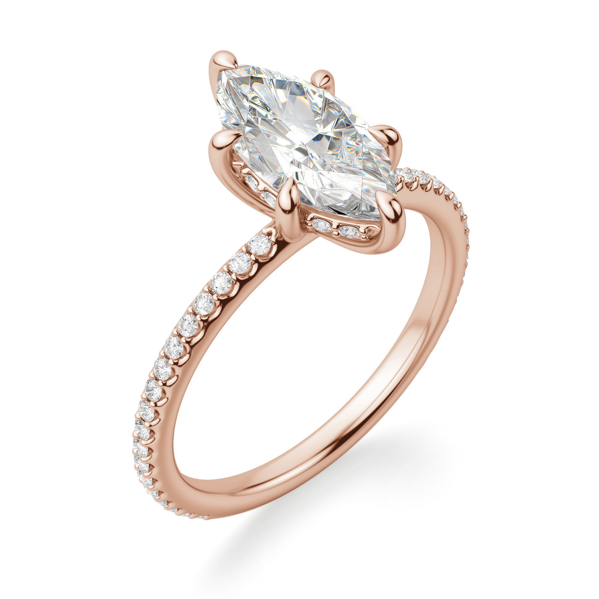 Hidden Halo Accented Marquise Cut Engagement Ring
