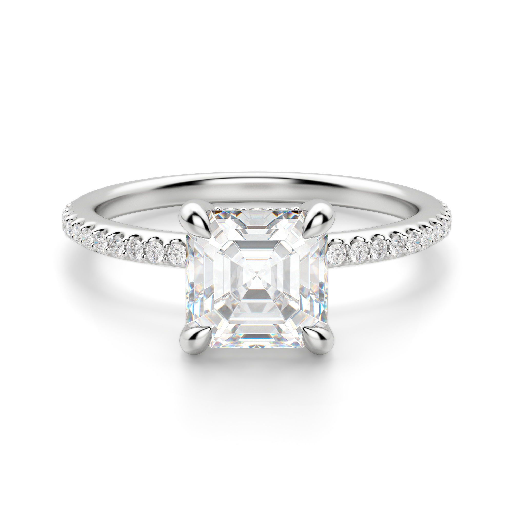 Hidden Halo Accented Asscher Cut Engagement Ring