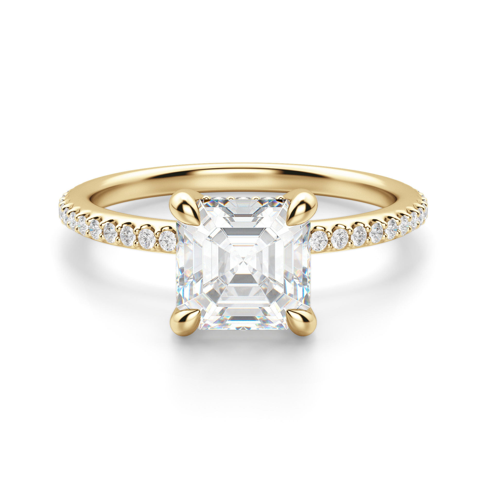 Hidden Halo Accented Asscher Cut Engagement Ring
