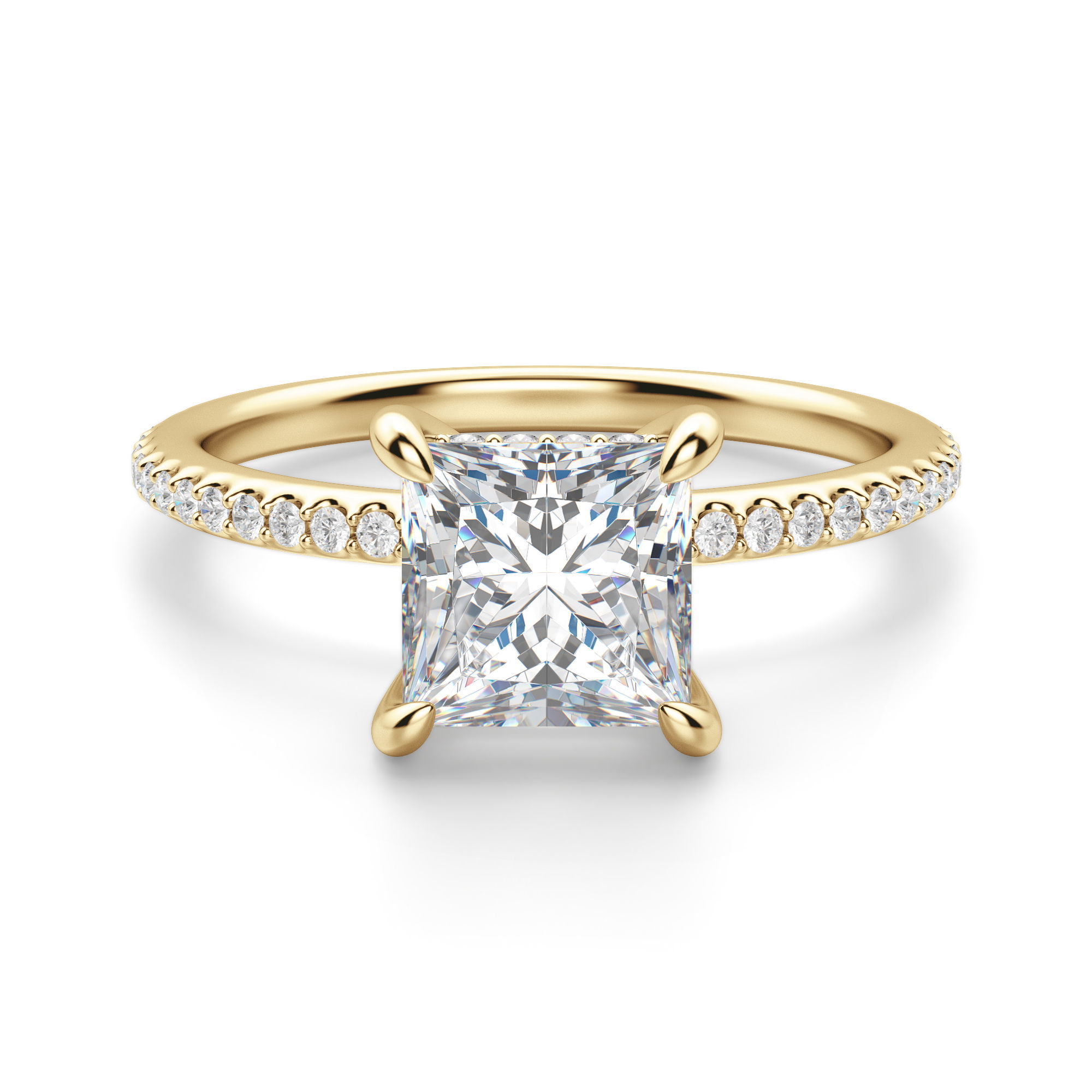 Hidden Halo Accented Princess Cut Engagement Ring
