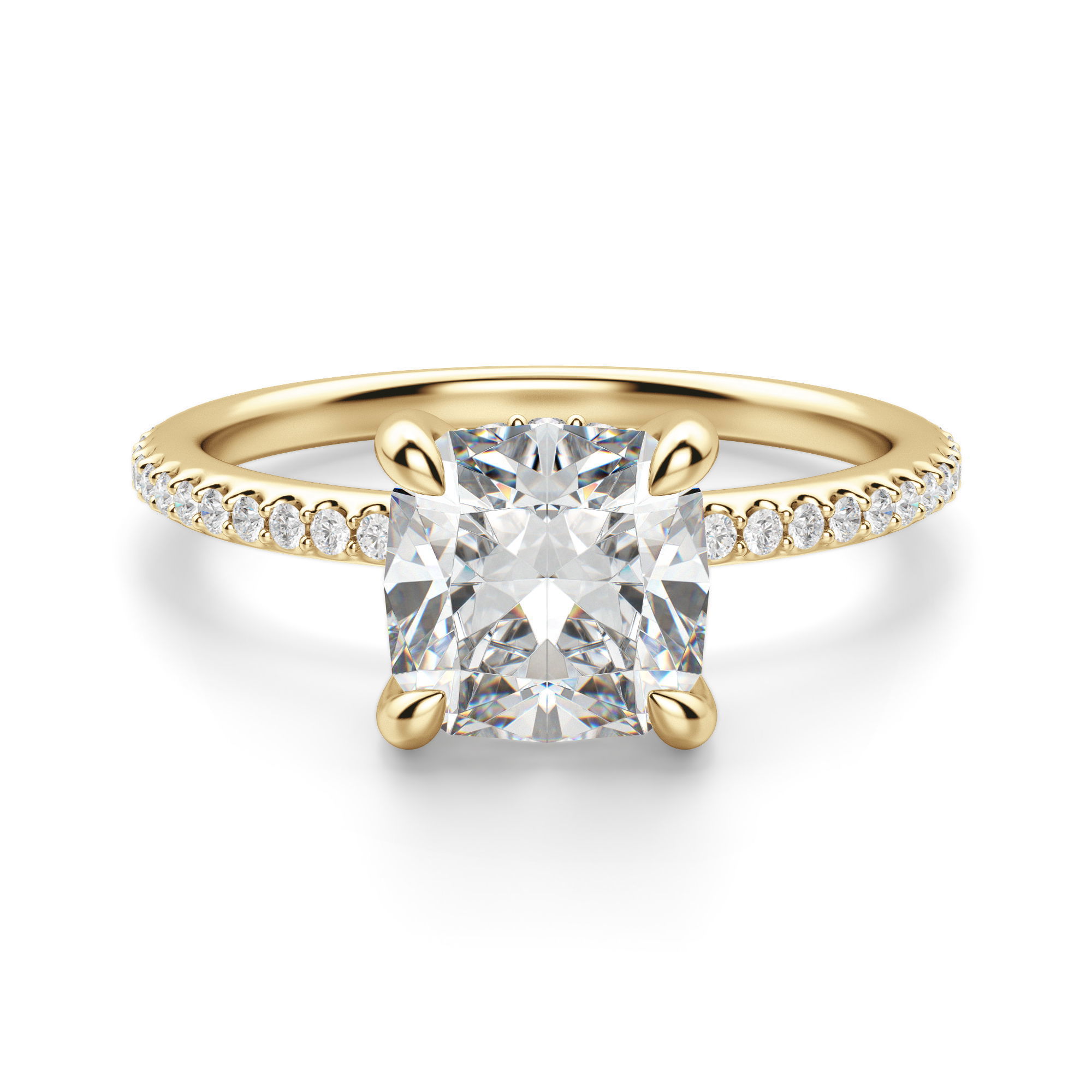 Hidden Halo Accented Cushion Cut Engagement Ring