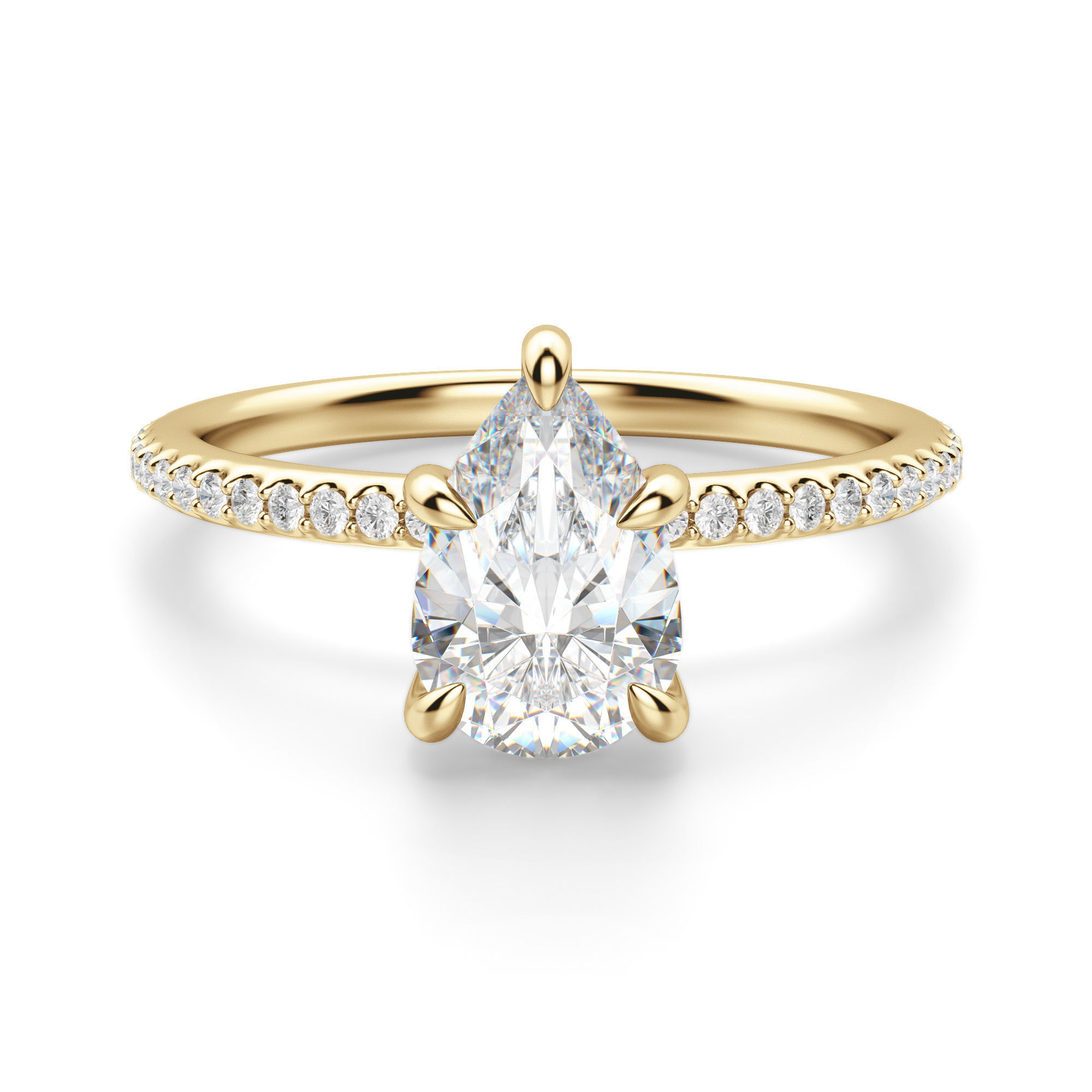 Hidden Halo Accented Pear Cut Engagement Ring