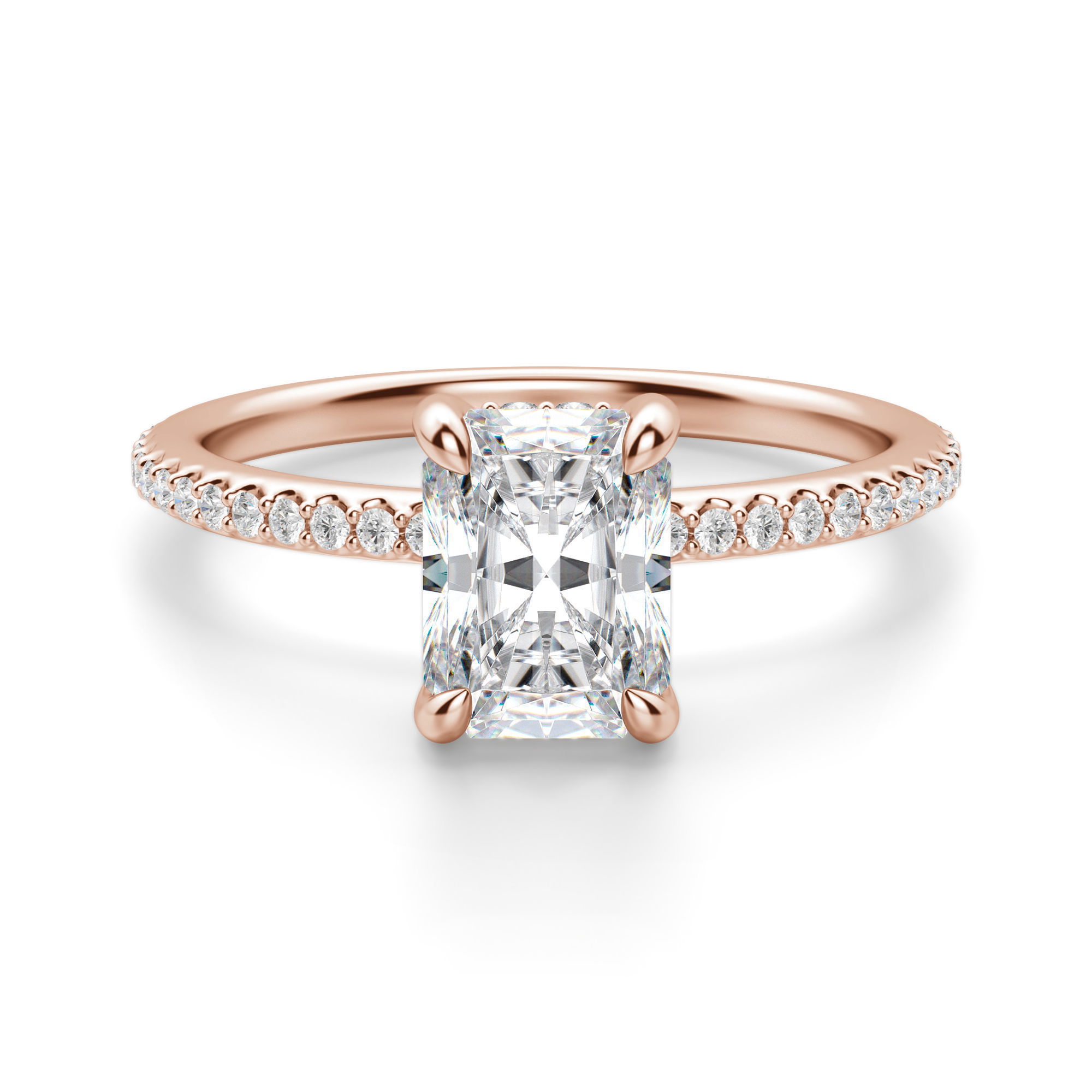 Hidden Halo Accented Radiant Cut Engagement Ring