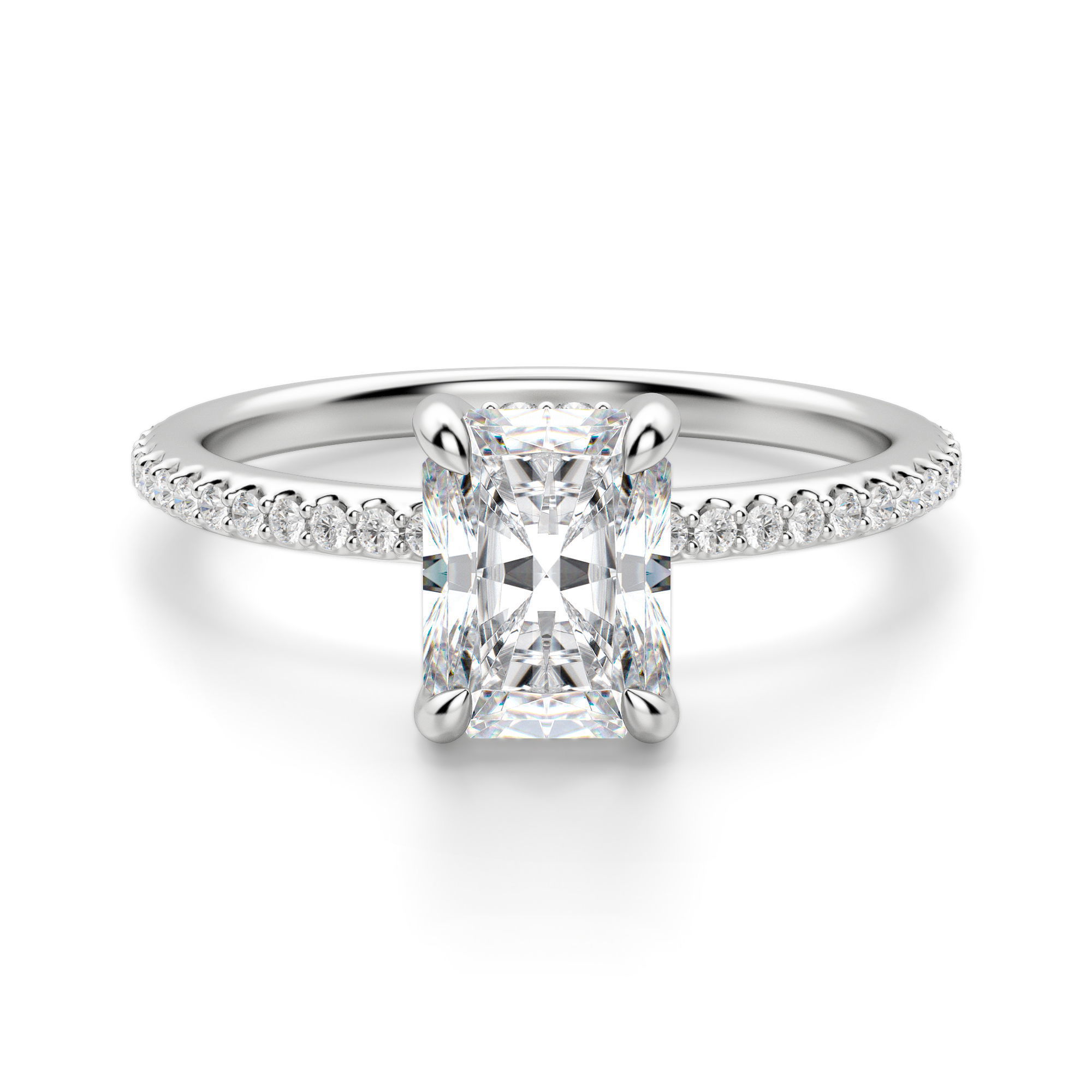 Hidden Halo Accented Radiant Cut Engagement Ring