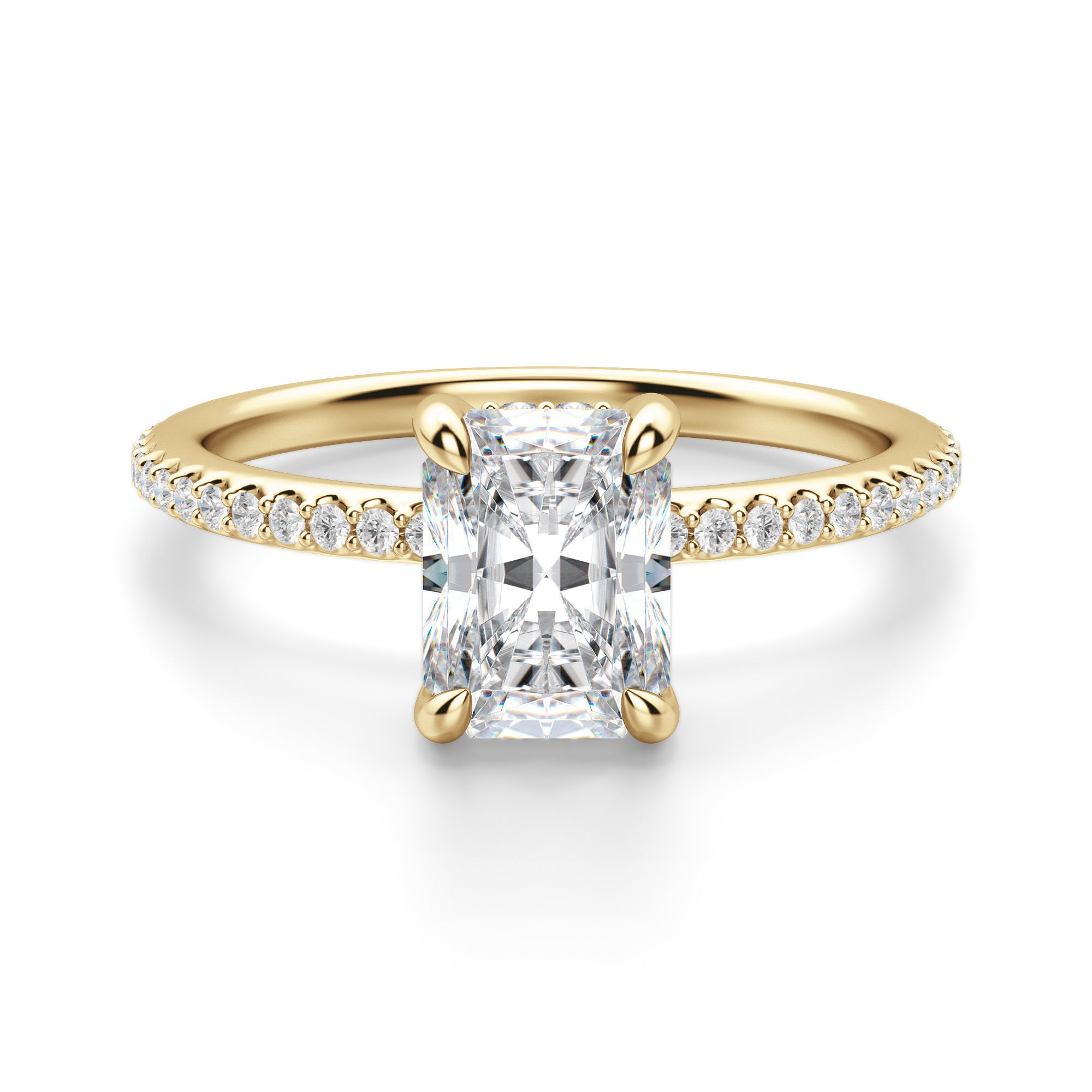 Hidden Halo Accented Radiant Cut Engagement Ring