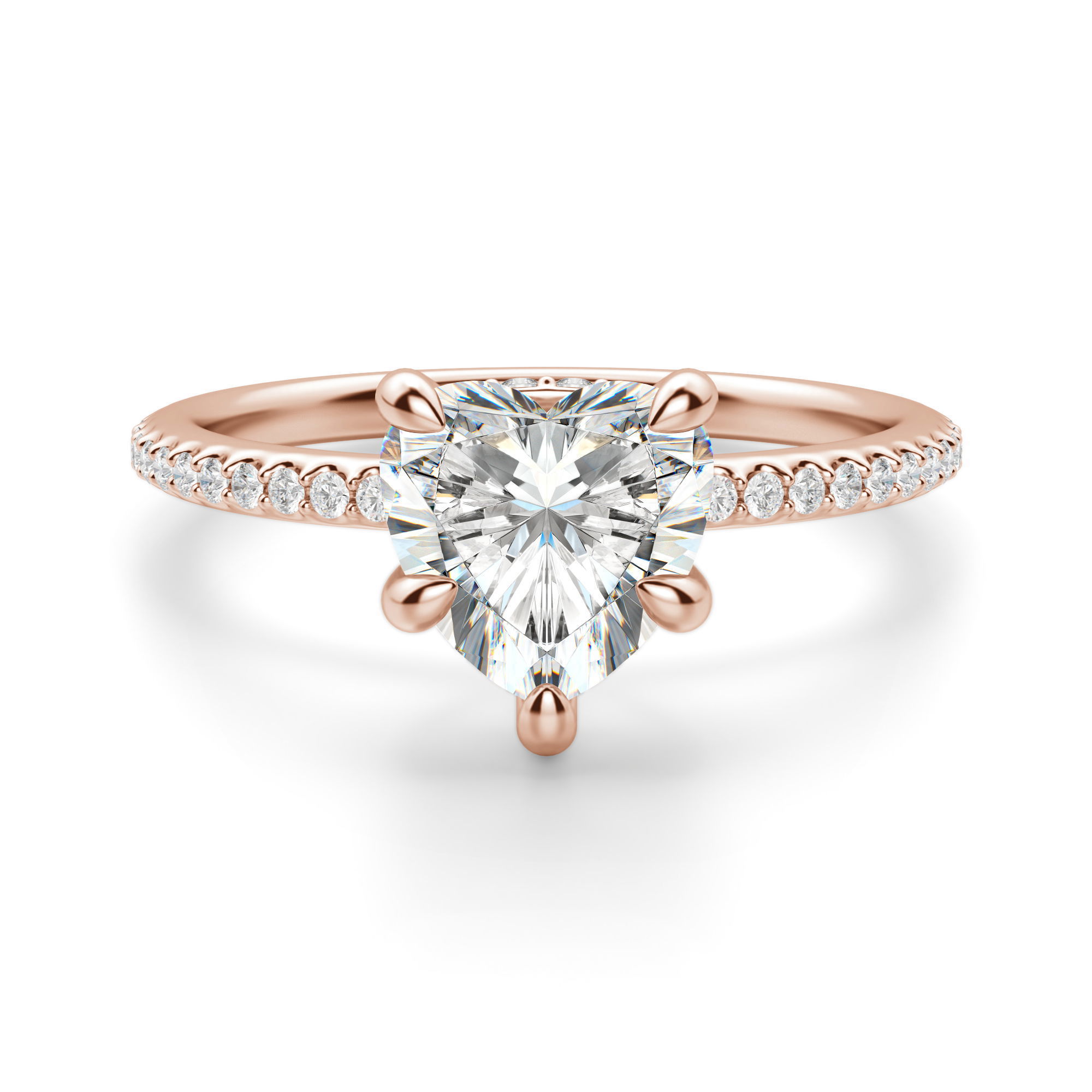 Hidden Halo Accented Heart Cut Engagement Ring
