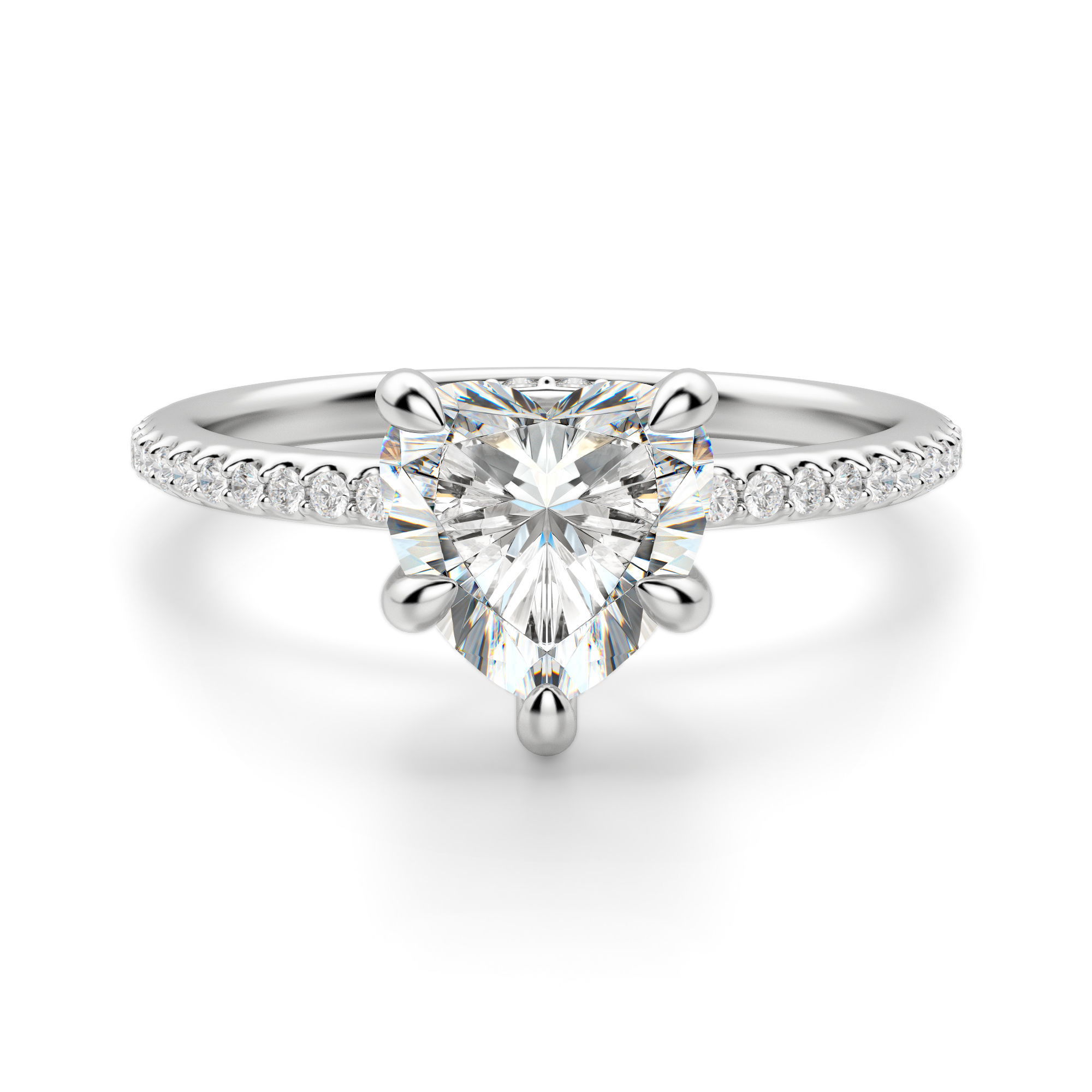 Hidden Halo Accented Heart Cut Engagement Ring