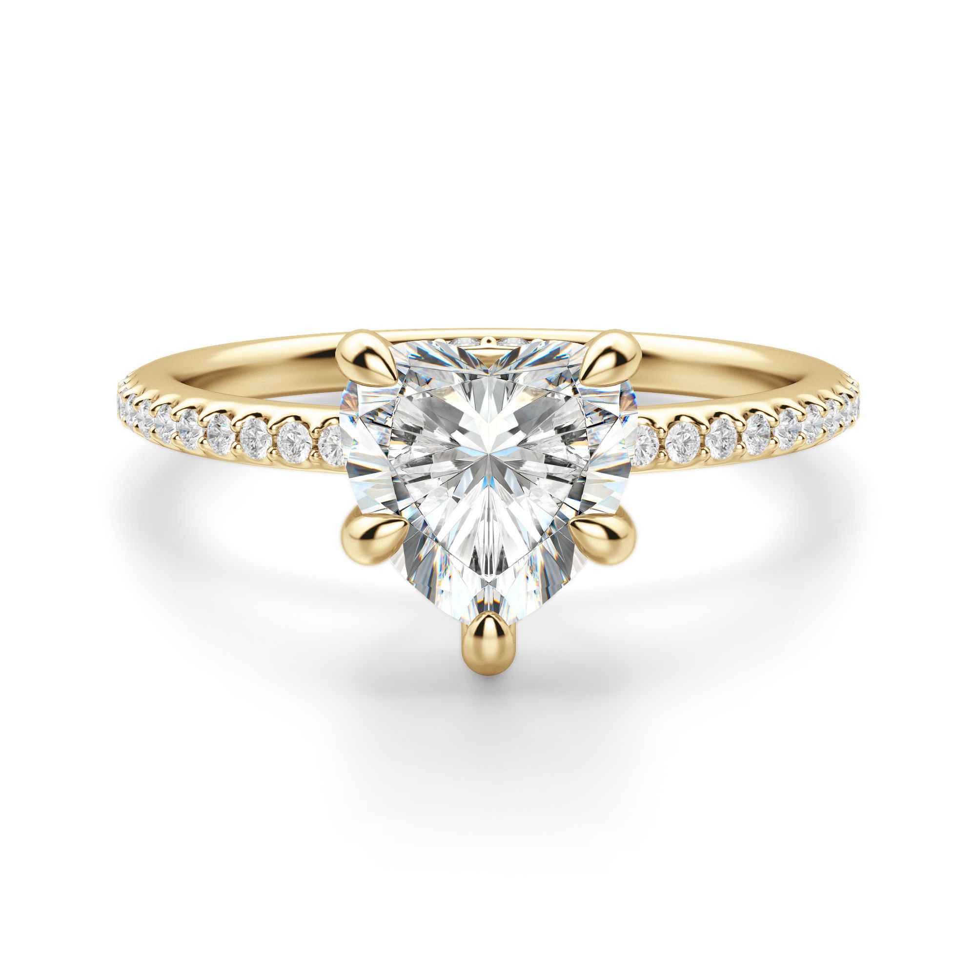 Hidden Halo Accented Heart Cut Engagement Ring