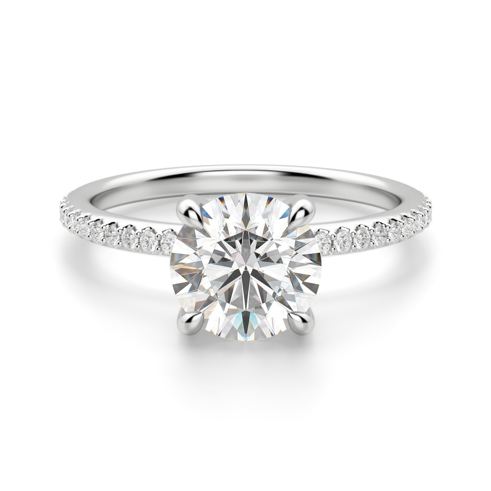 Hidden Halo Accented Round Cut Engagement Ring
