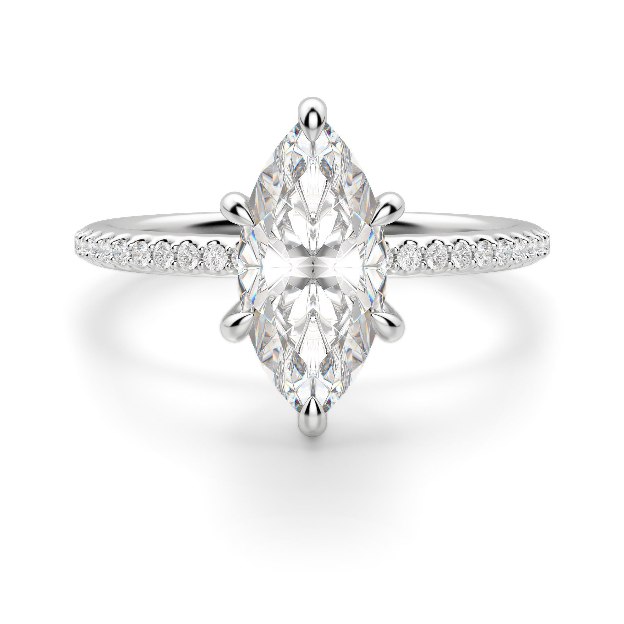 Hidden Halo Accented Marquise Cut Engagement Ring