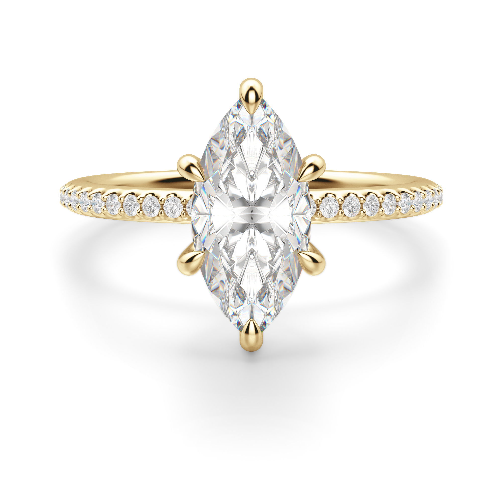 Hidden Halo Accented Marquise Cut Engagement Ring
