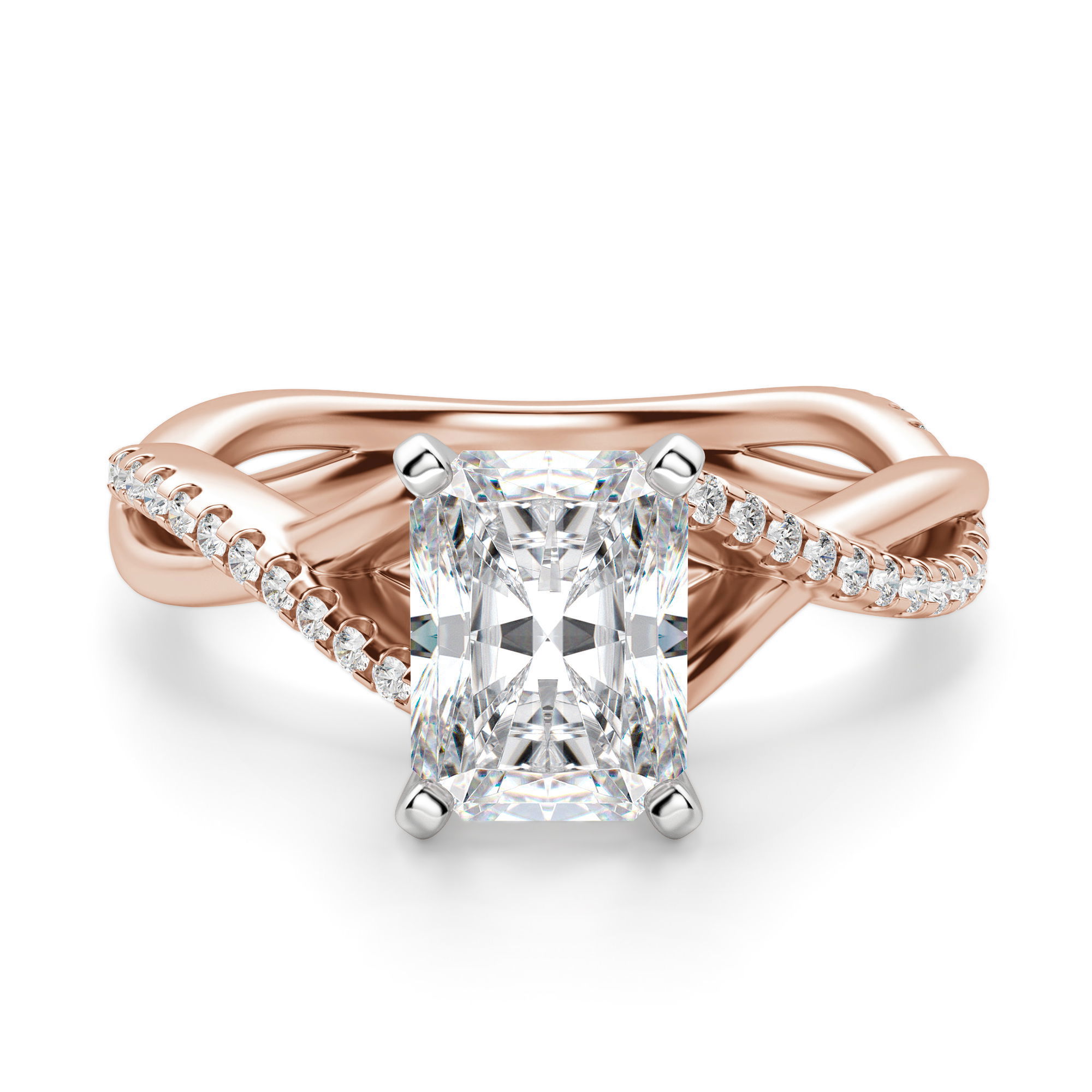 Twisted Accented Radiant Cut Engagement Ring