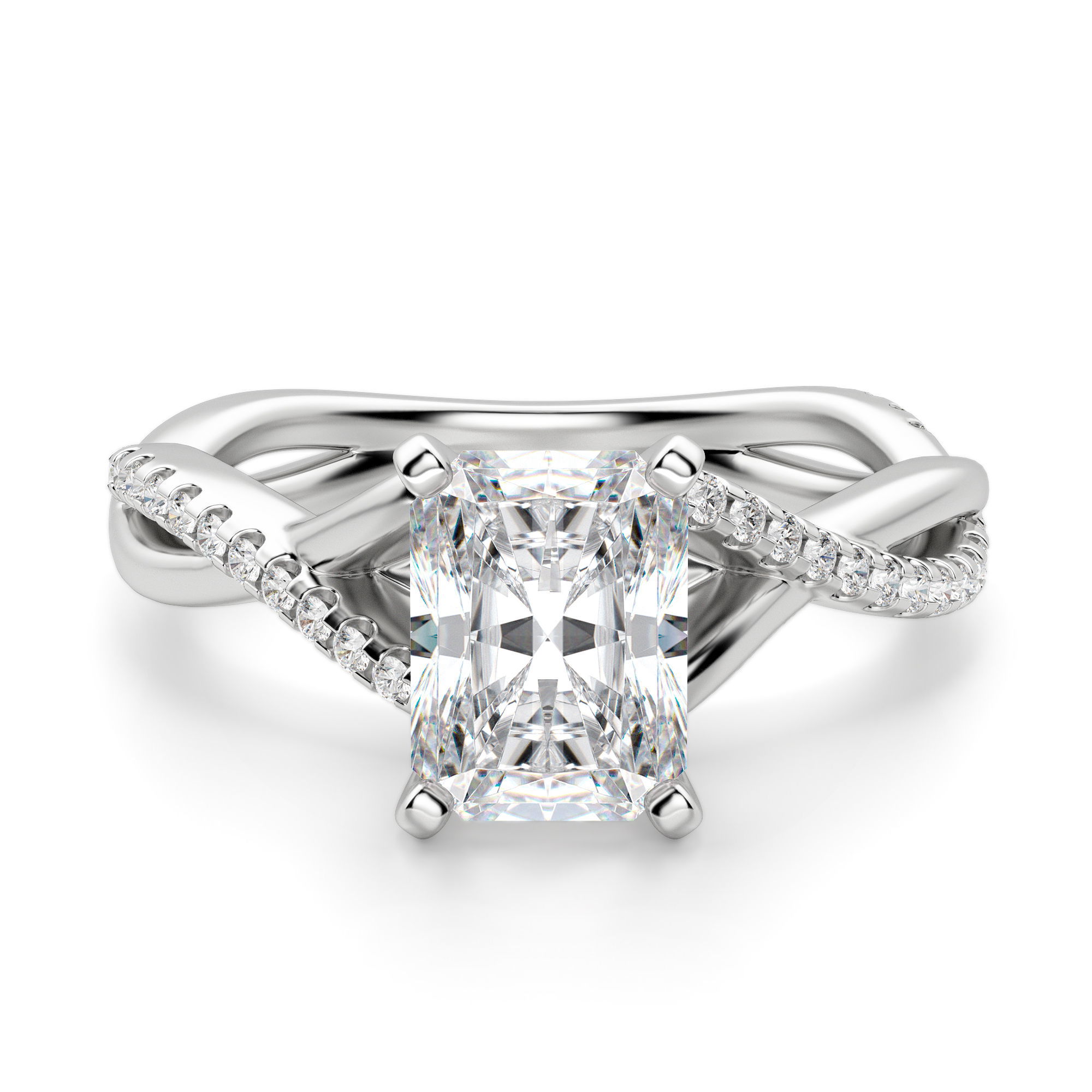 Twisted Accented Radiant Cut Engagement Ring