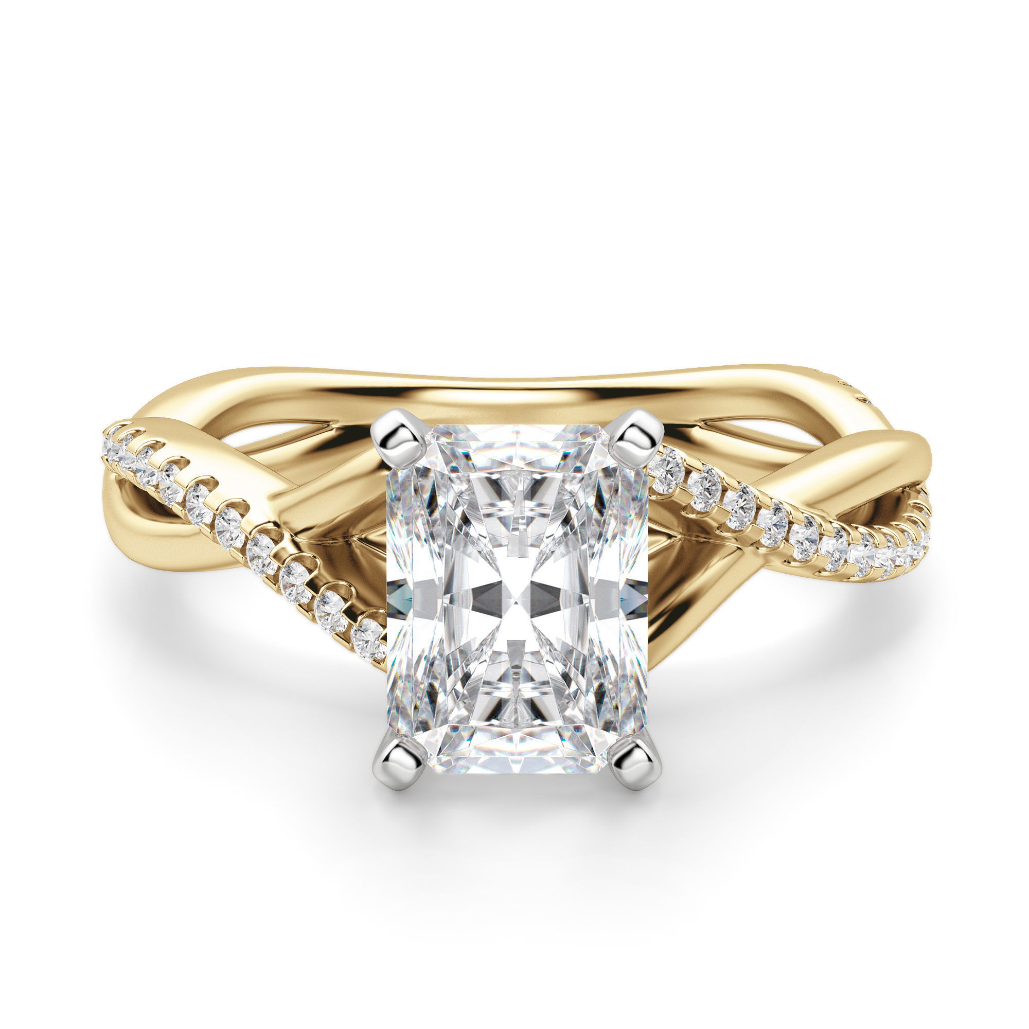 Twisted Accented Radiant Cut Engagement Ring