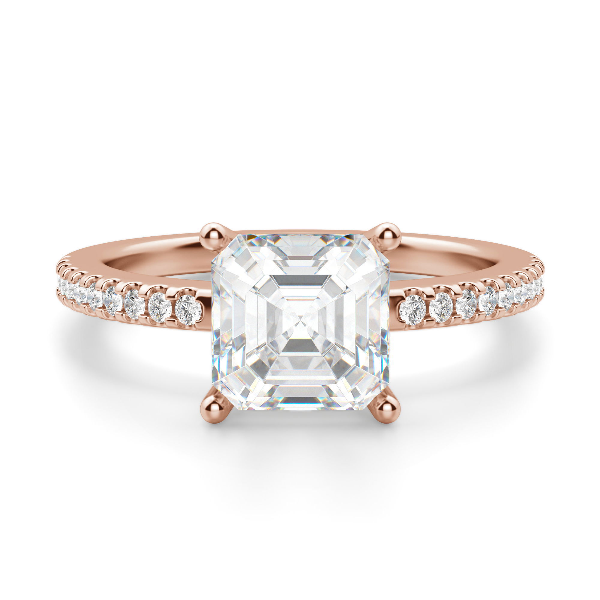 Basket Set Accented Asscher Cut Engagement Ring