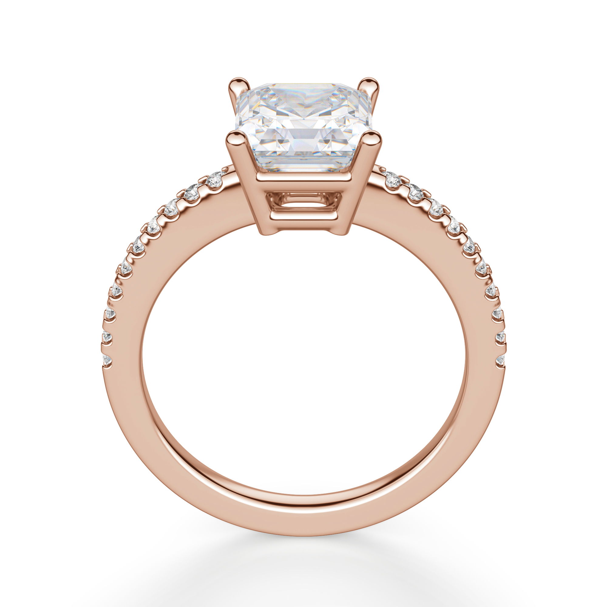 Basket Set Accented Asscher Cut Engagement Ring