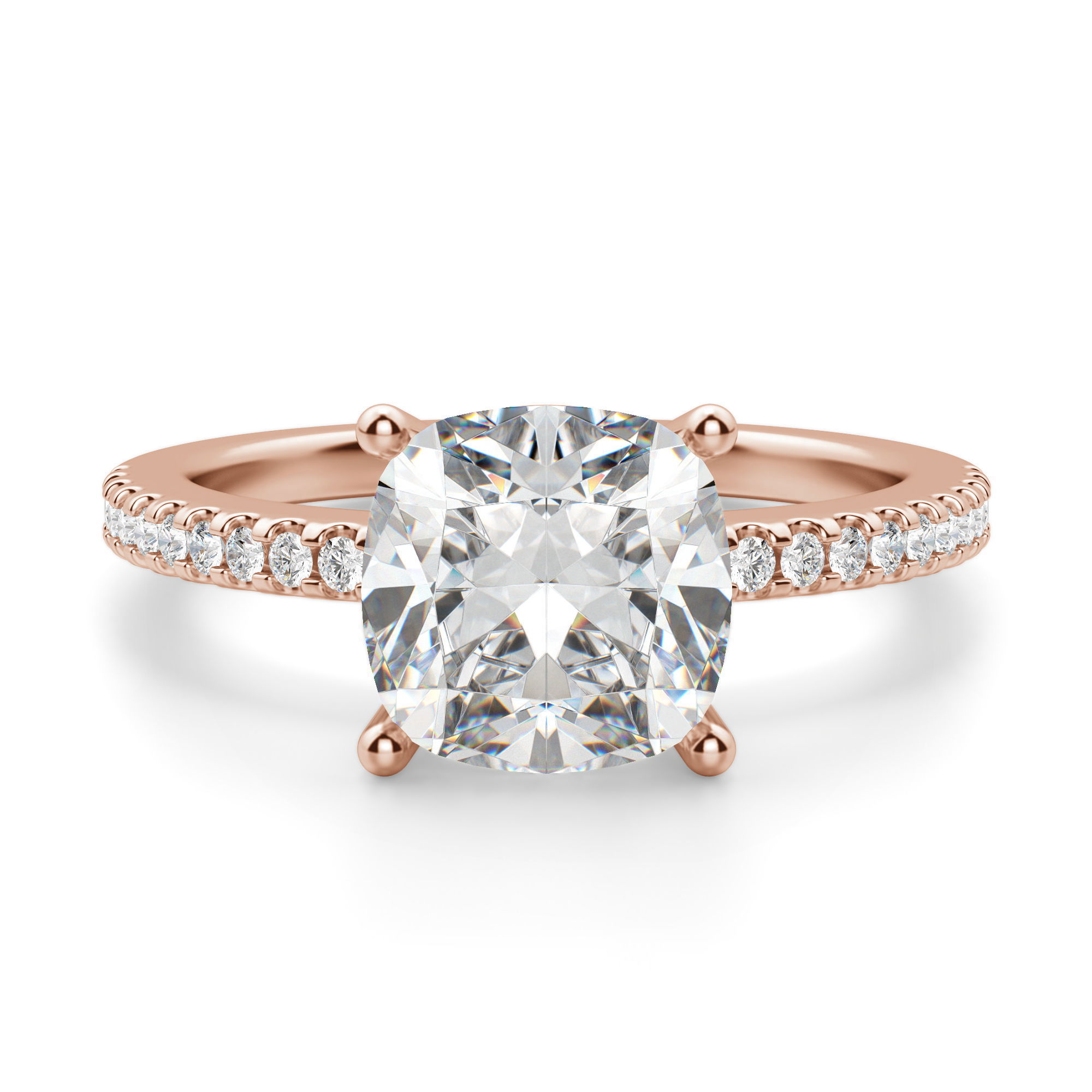 Basket Set Accented Cushion Cut Engagement Ring