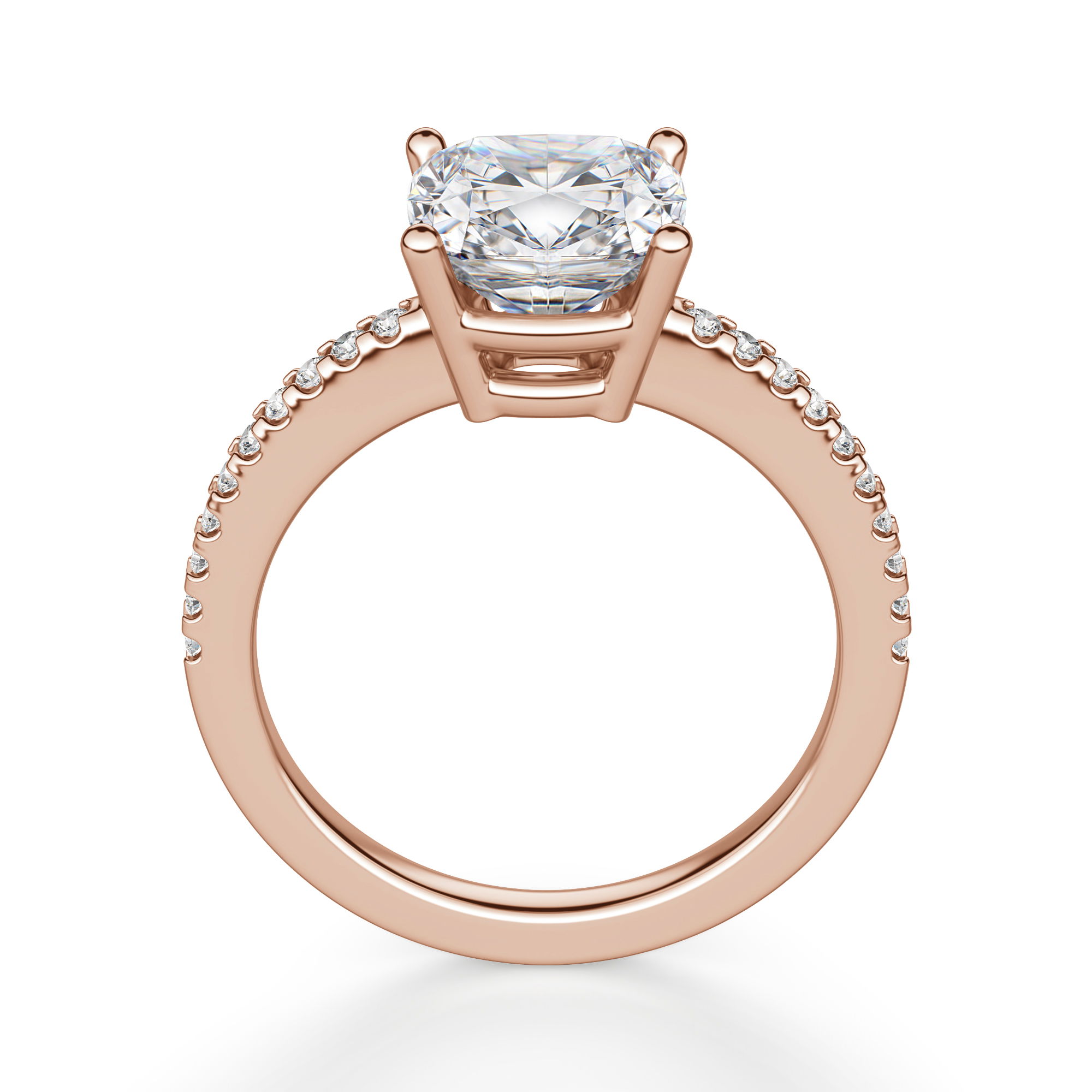 Basket Set Accented Cushion Cut Engagement Ring