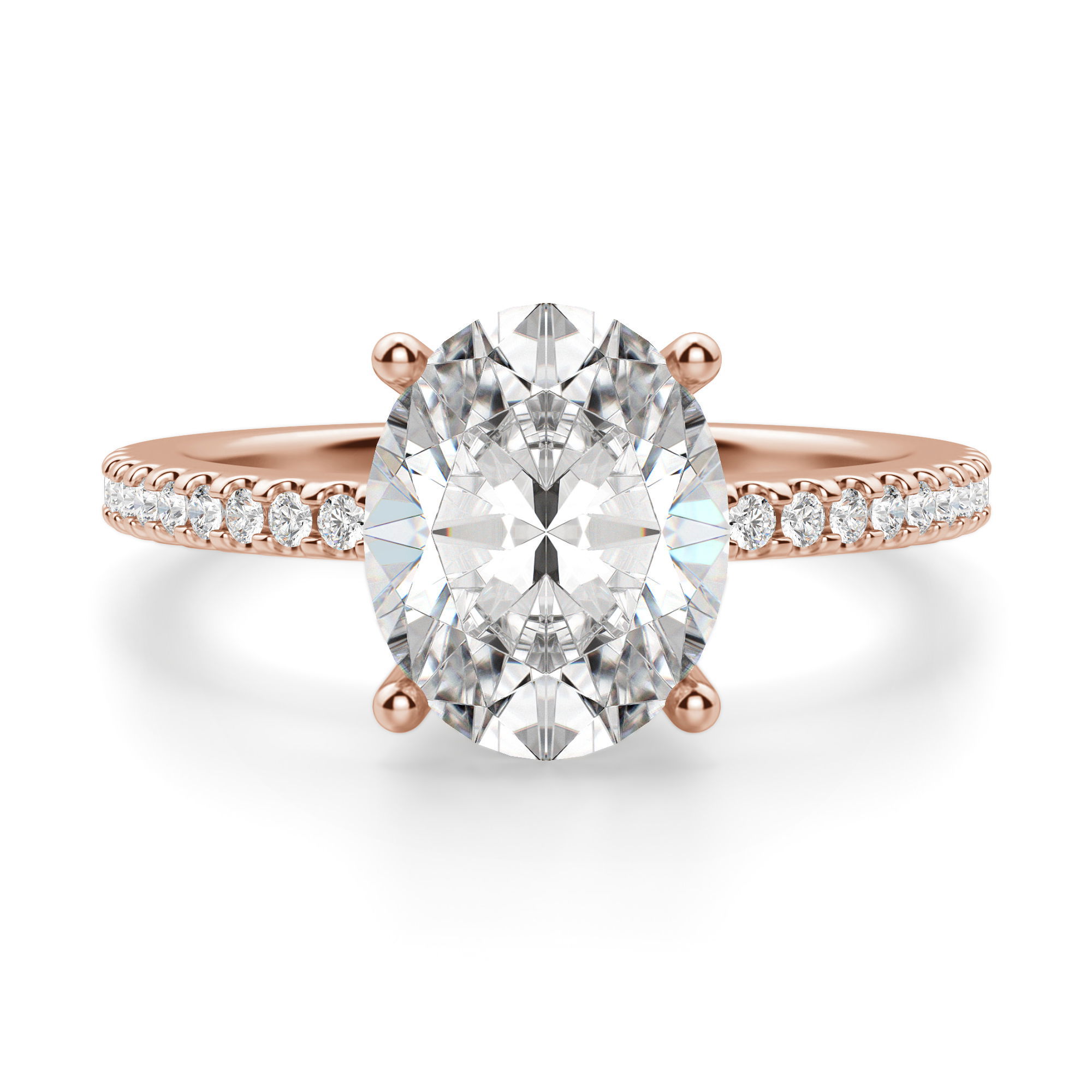 Basket Set Accented Oval Cut Engagement Ring