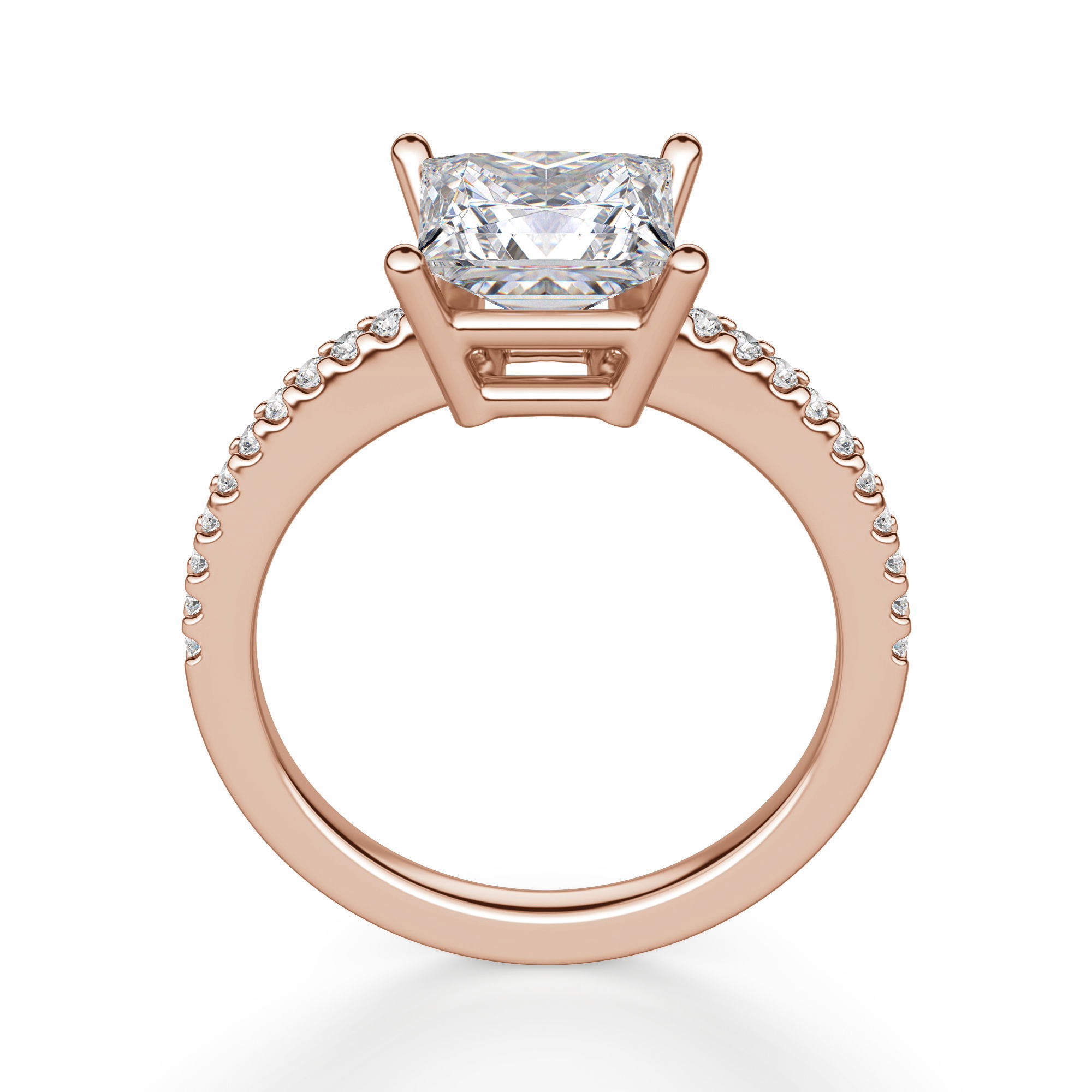 Basket Set Accented Princess Cut Engagement Ring