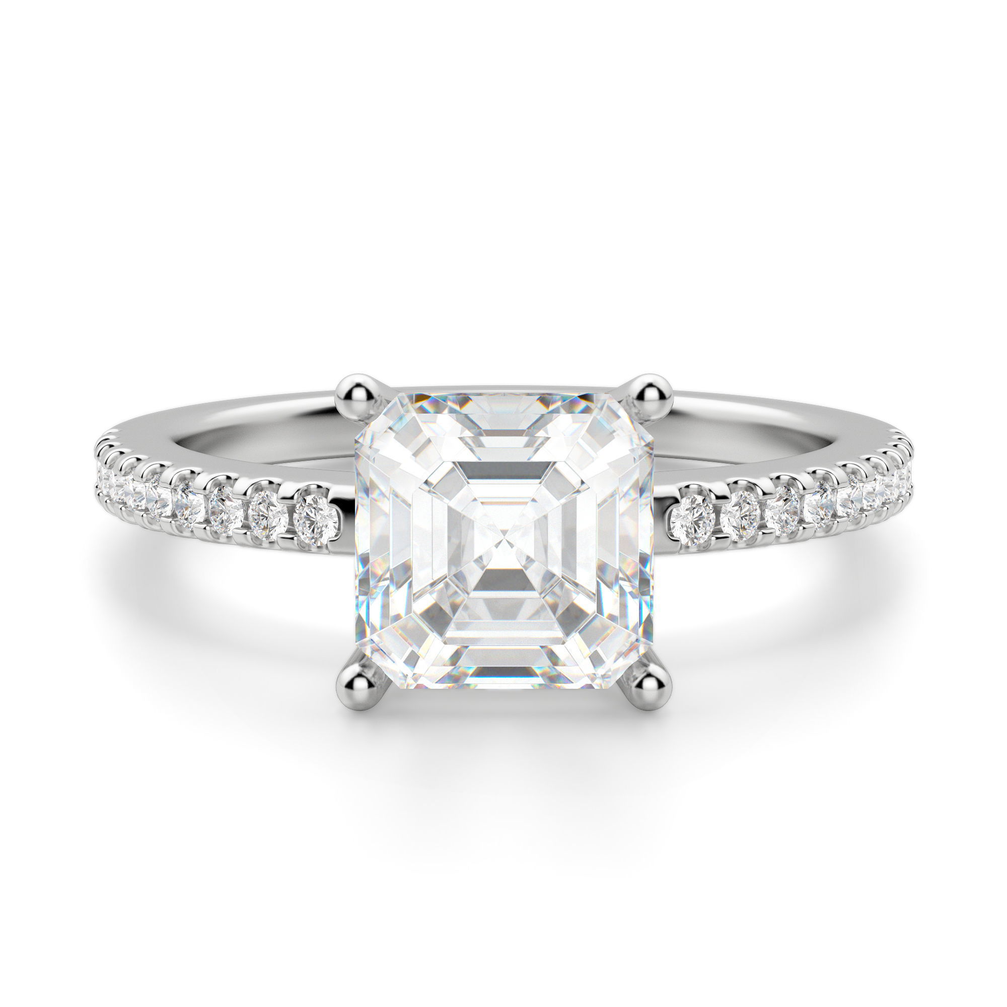Basket Set Accented Asscher Cut Engagement Ring