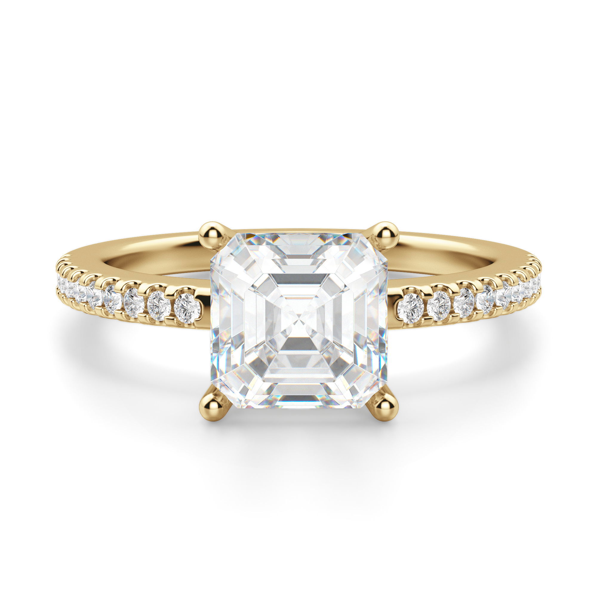Basket Set Accented Asscher Cut Engagement Ring