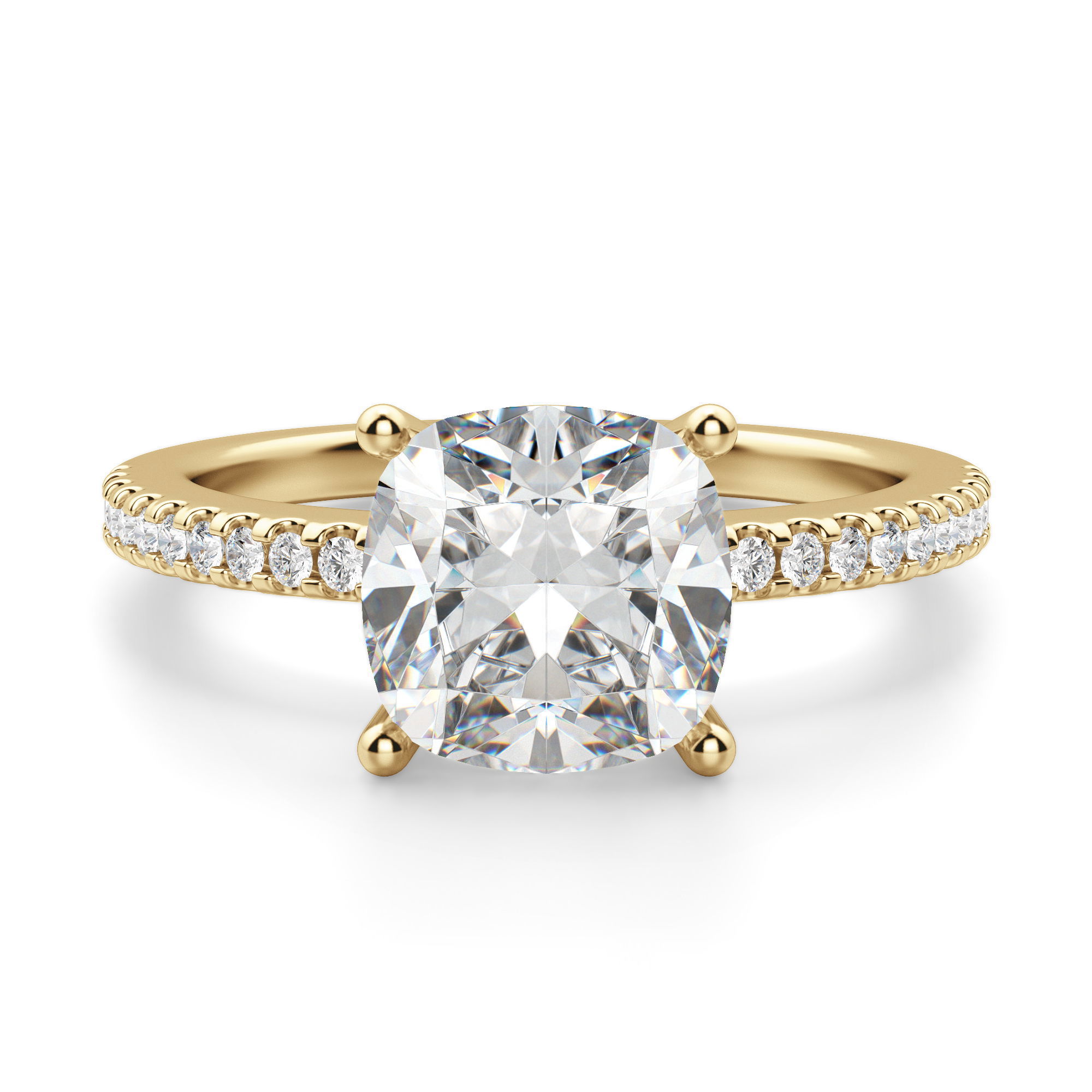Basket Set Accented Cushion Cut Engagement Ring