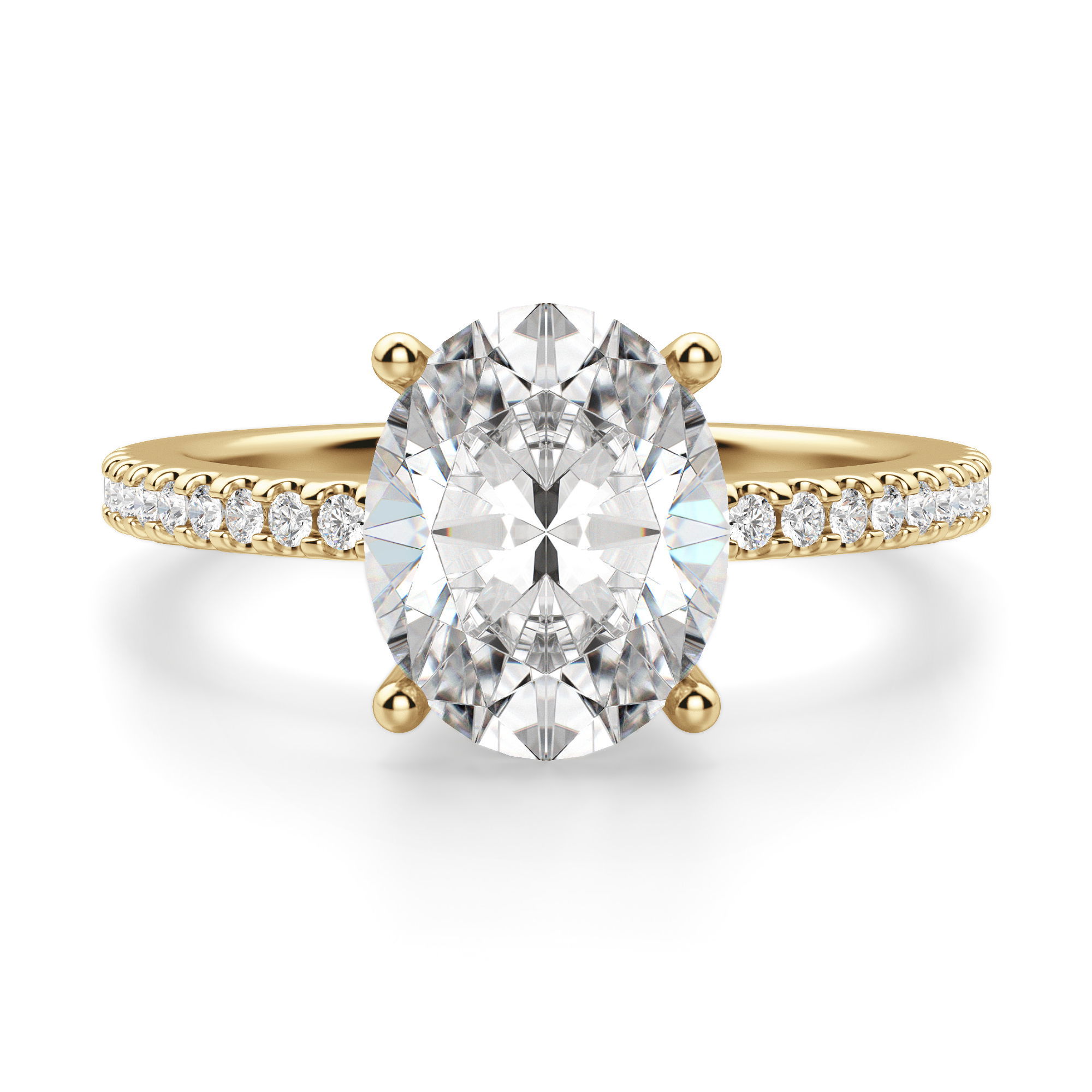 Basket Set Accented Oval Cut Engagement Ring