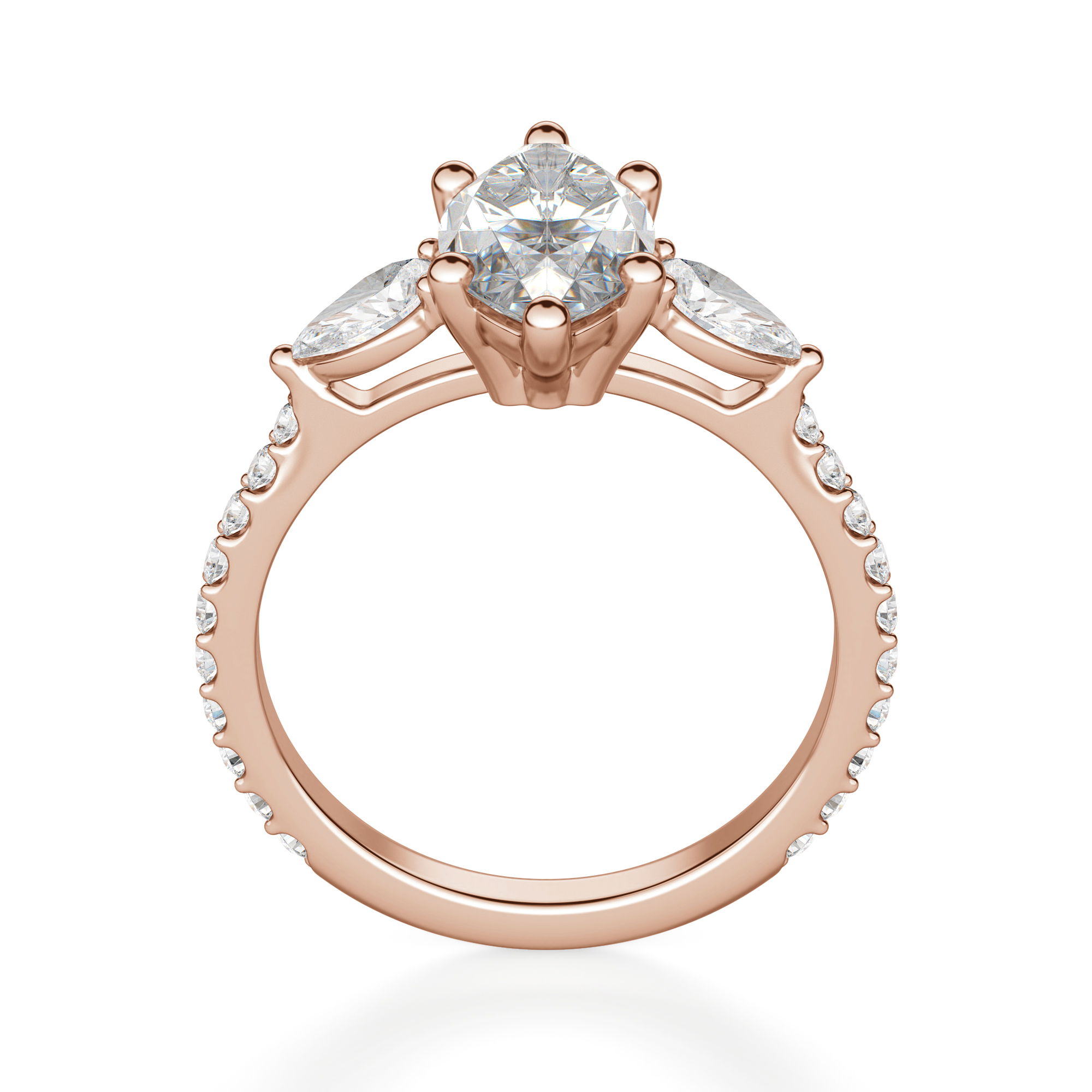 Pear Side Stone Accented Marquise Cut Engagement Ring