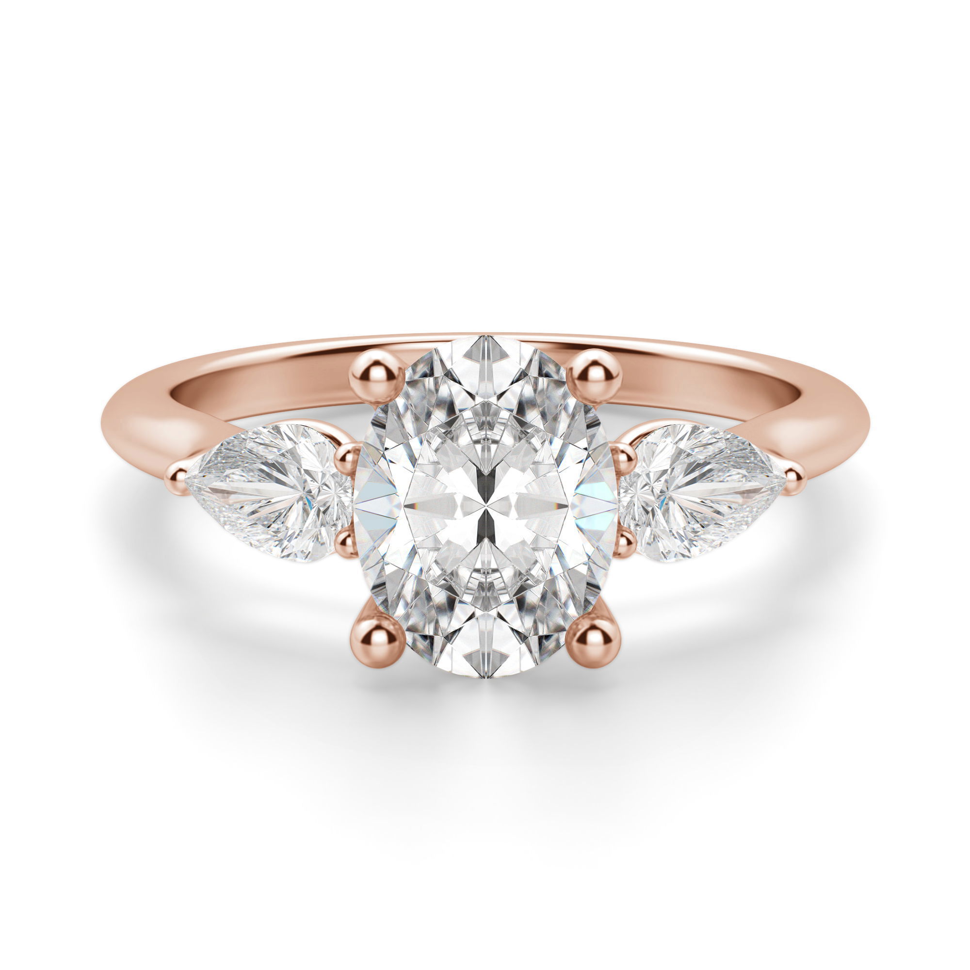 Pear Side Stone Classic Oval Cut Engagement Ring