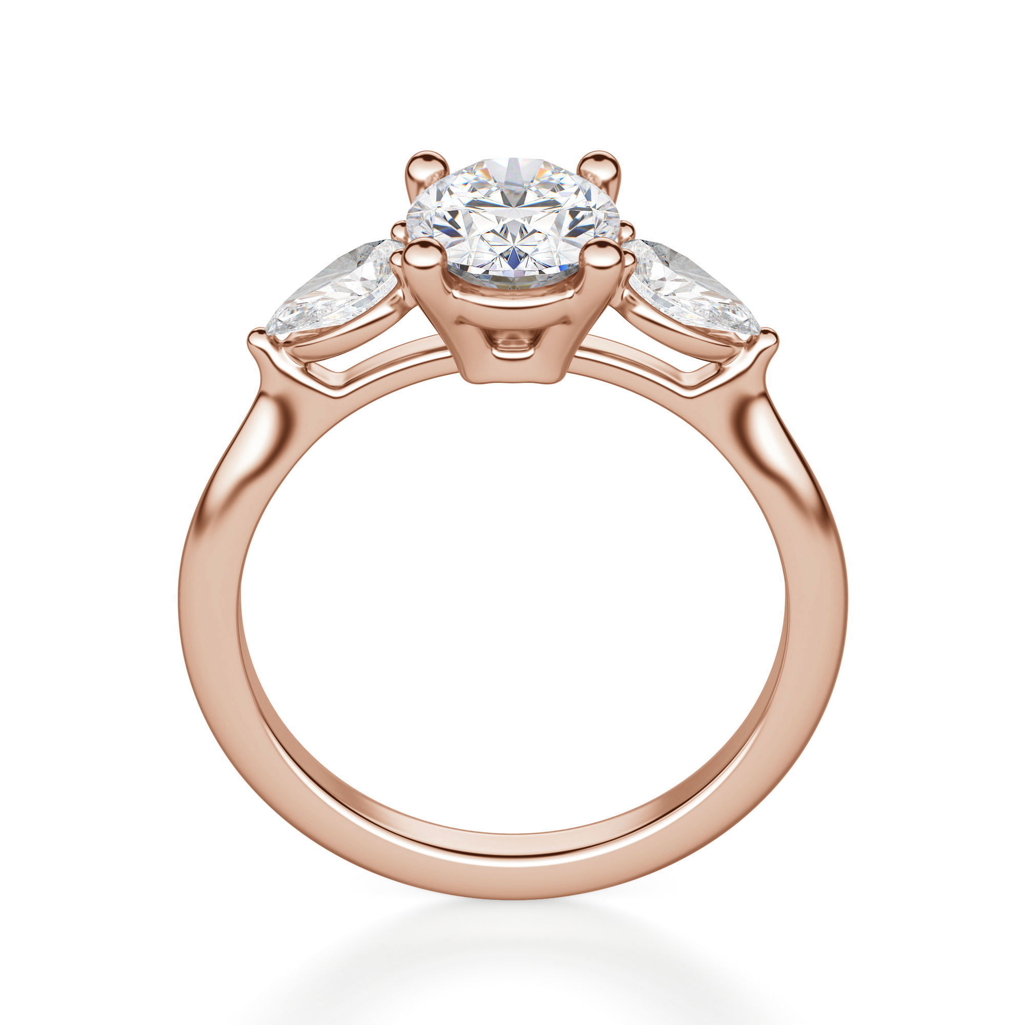 Pear Side Stone Classic Oval Cut Engagement Ring