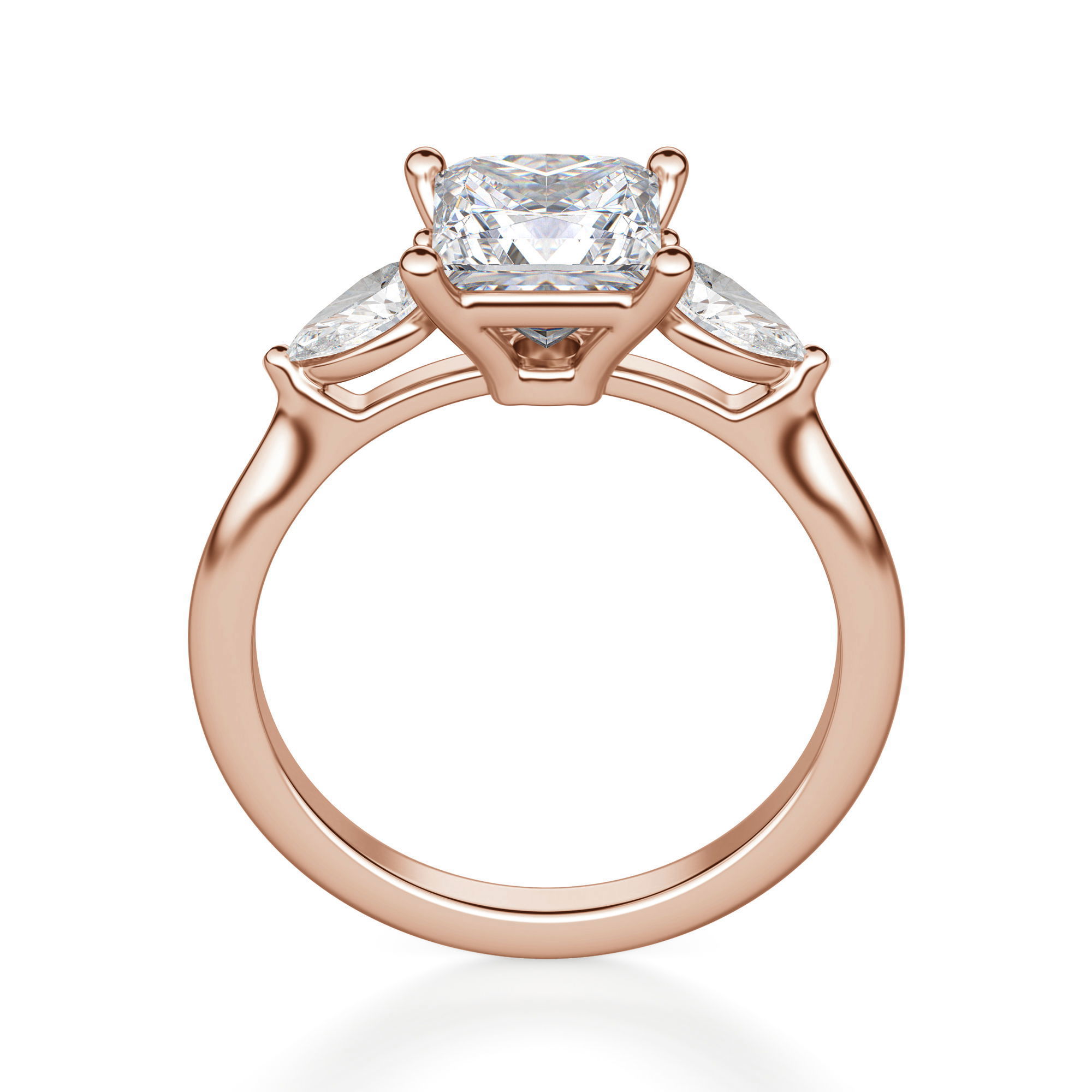 Pear Side Stone Classic Princess Cut Engagement Ring