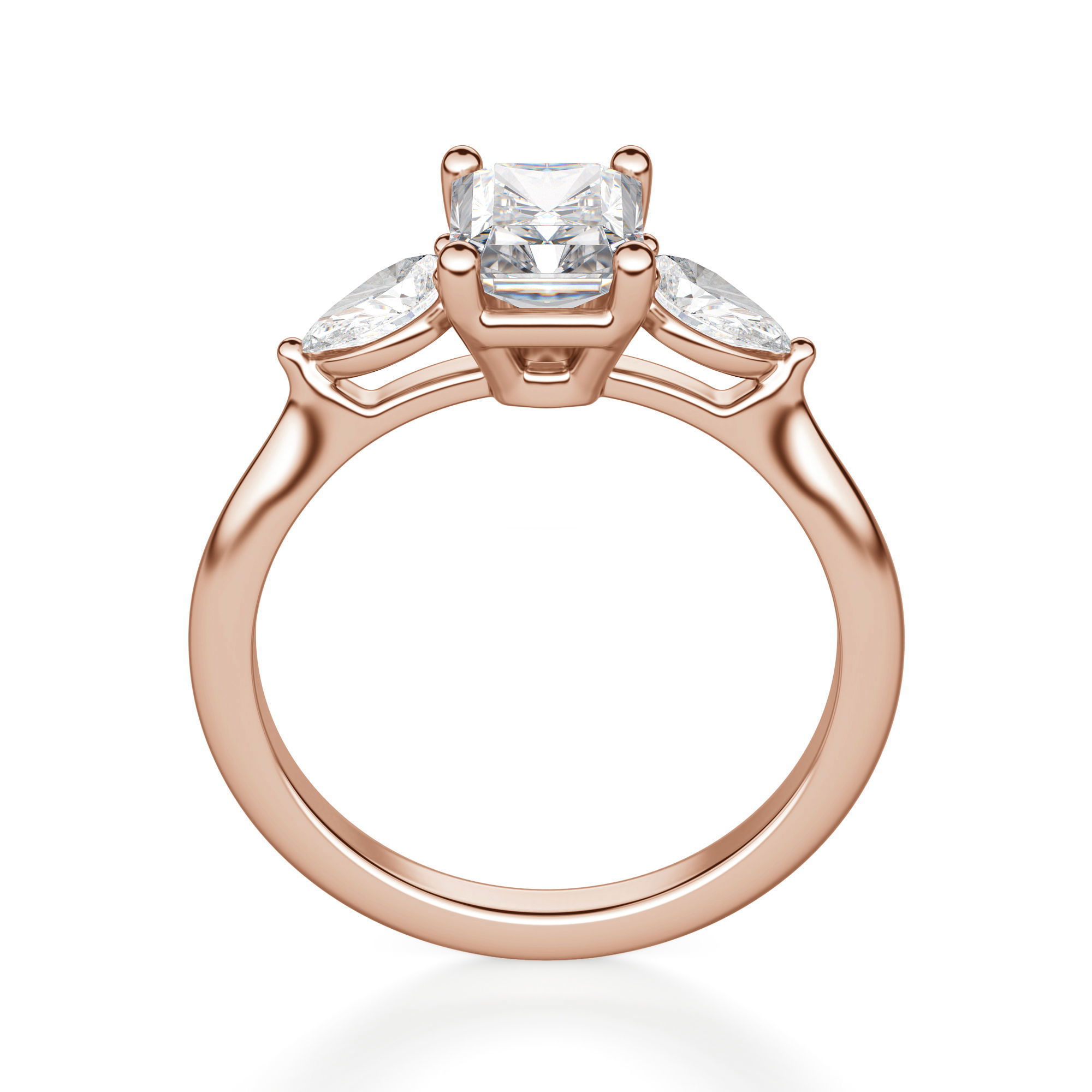 Pear Side Stone Classic Radiant Cut Engagement Ring