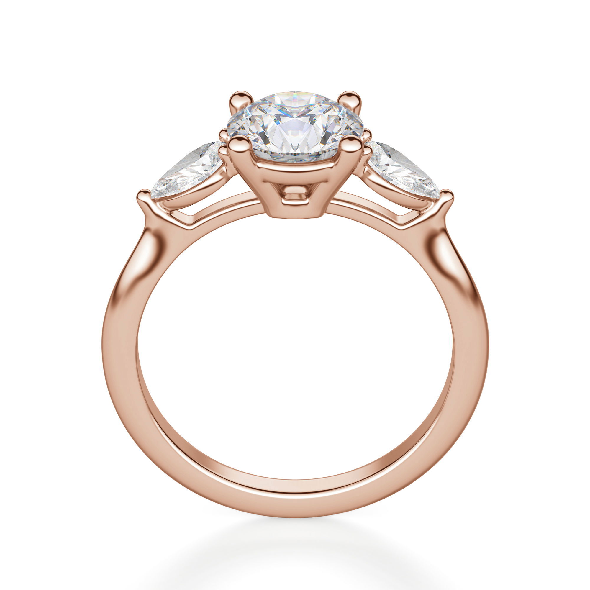 Pear Side Stone Classic Round Cut Engagement Ring