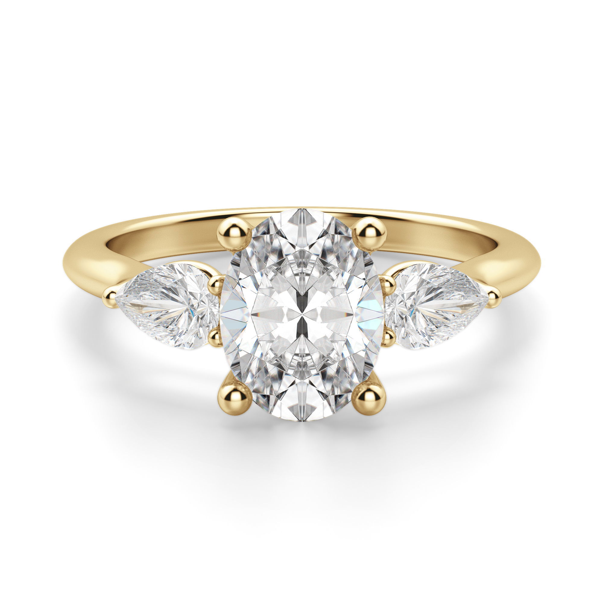 Pear Side Stone Classic Oval Cut Engagement Ring