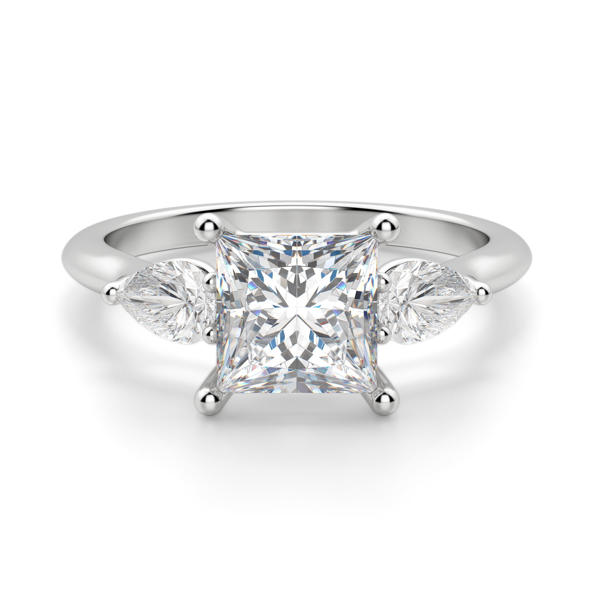 Princess cut with pear side stones hotsell