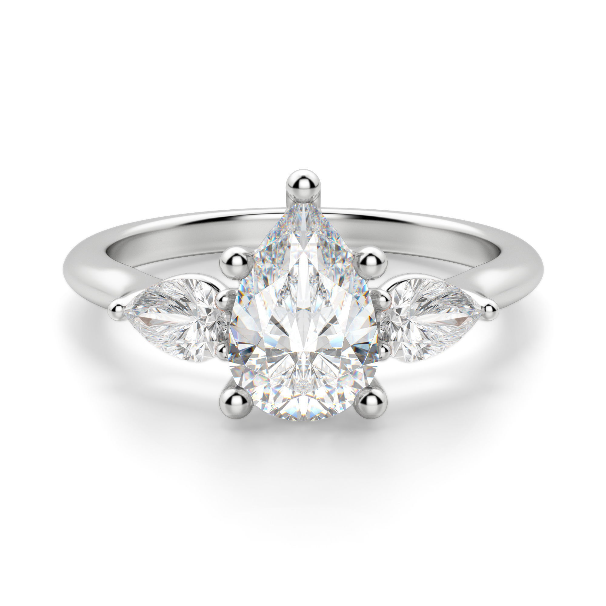 Pear Side Stone Classic Pear Cut Engagement Ring