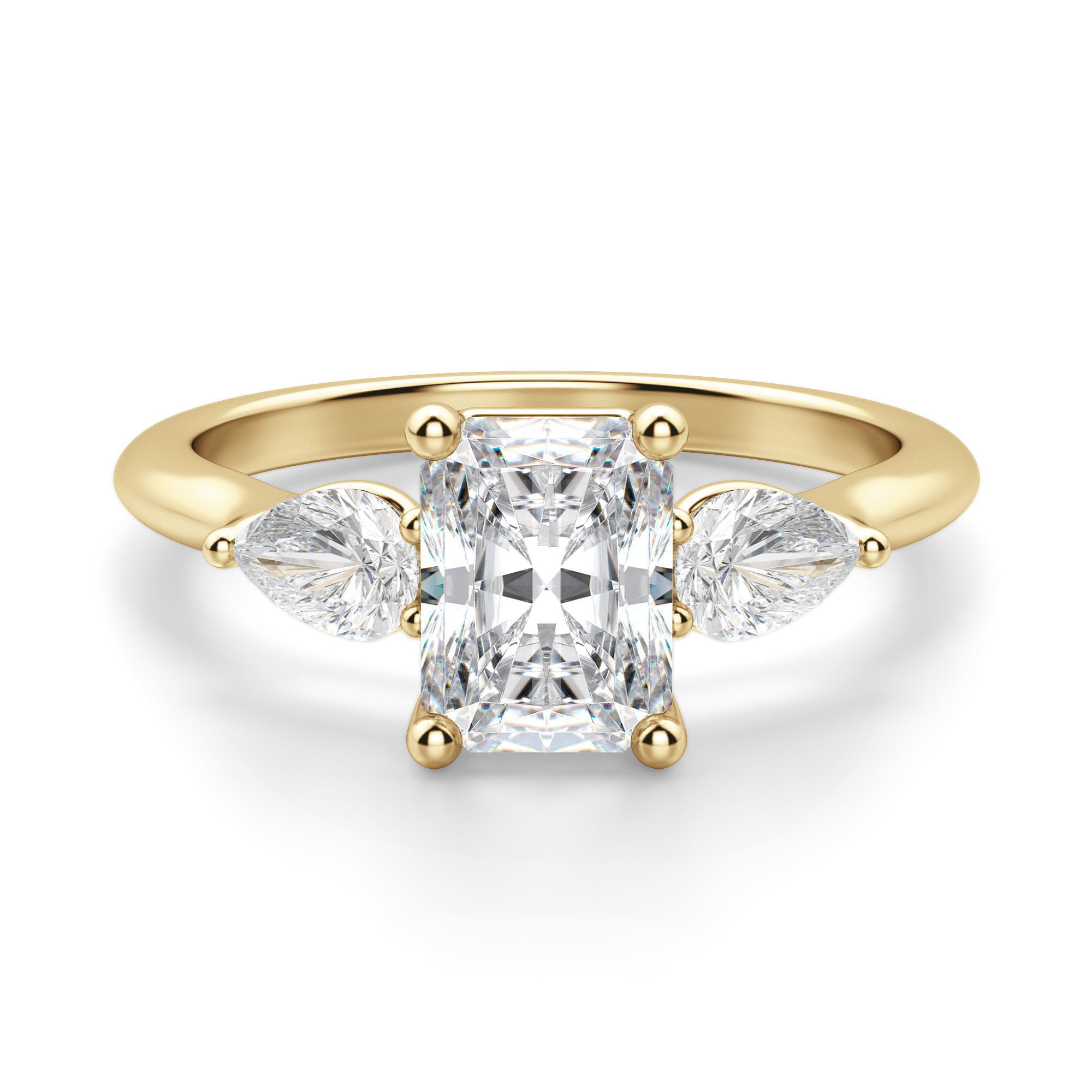 Pear Side Stone Classic Radiant Cut Engagement Ring