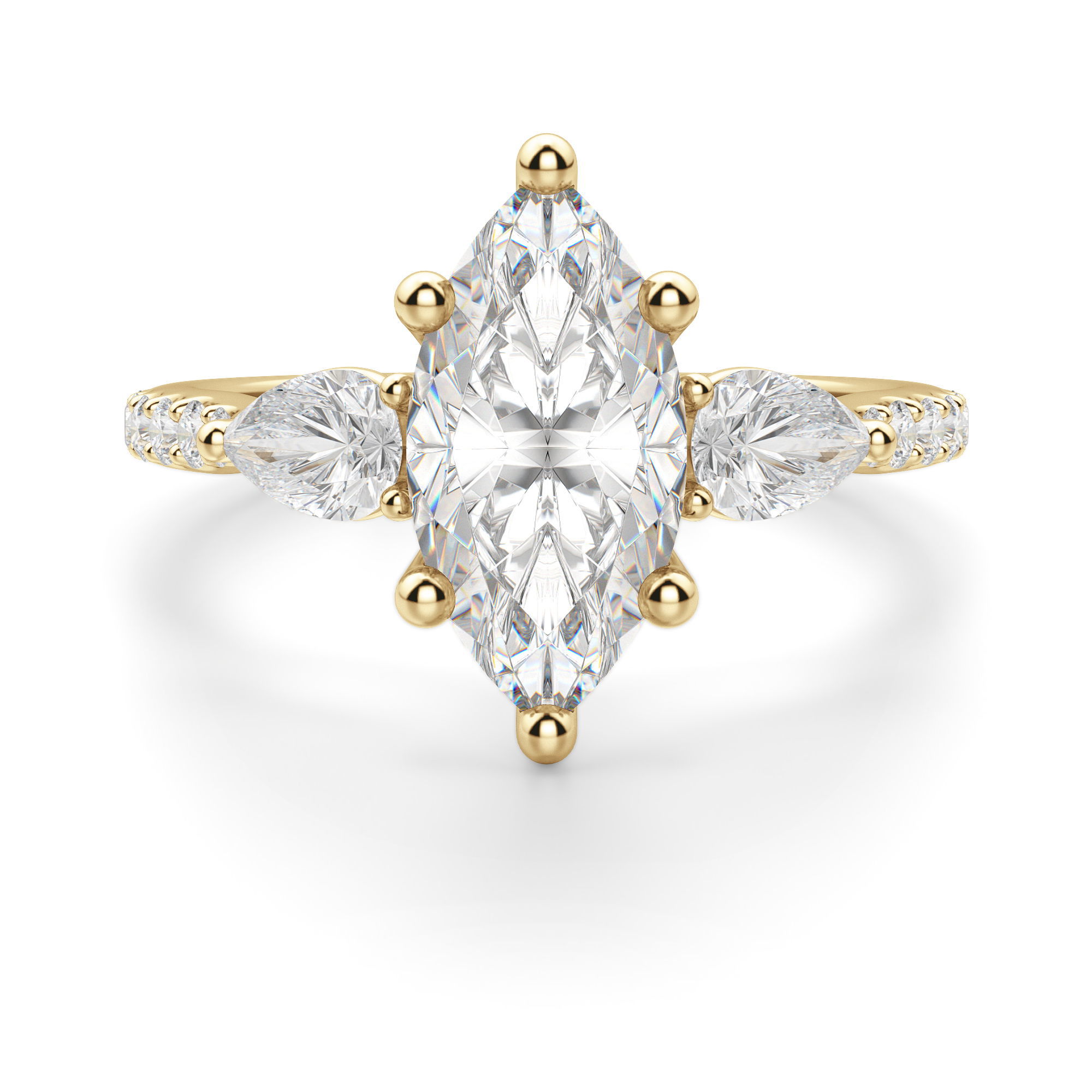 Pear Side Stone Accented Marquise Cut Engagement Ring