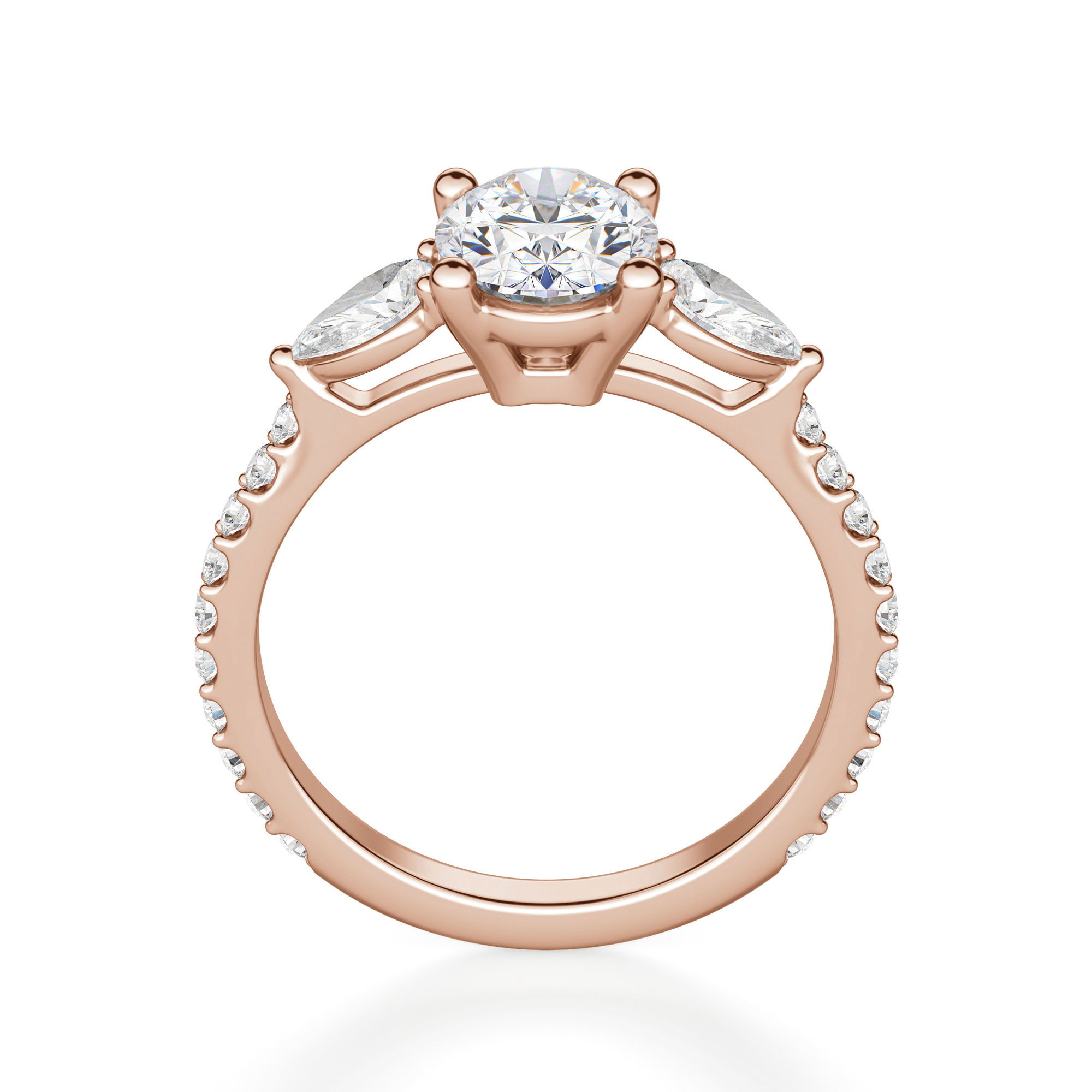 Pear Side Stone Accented Oval Cut Engagement Ring