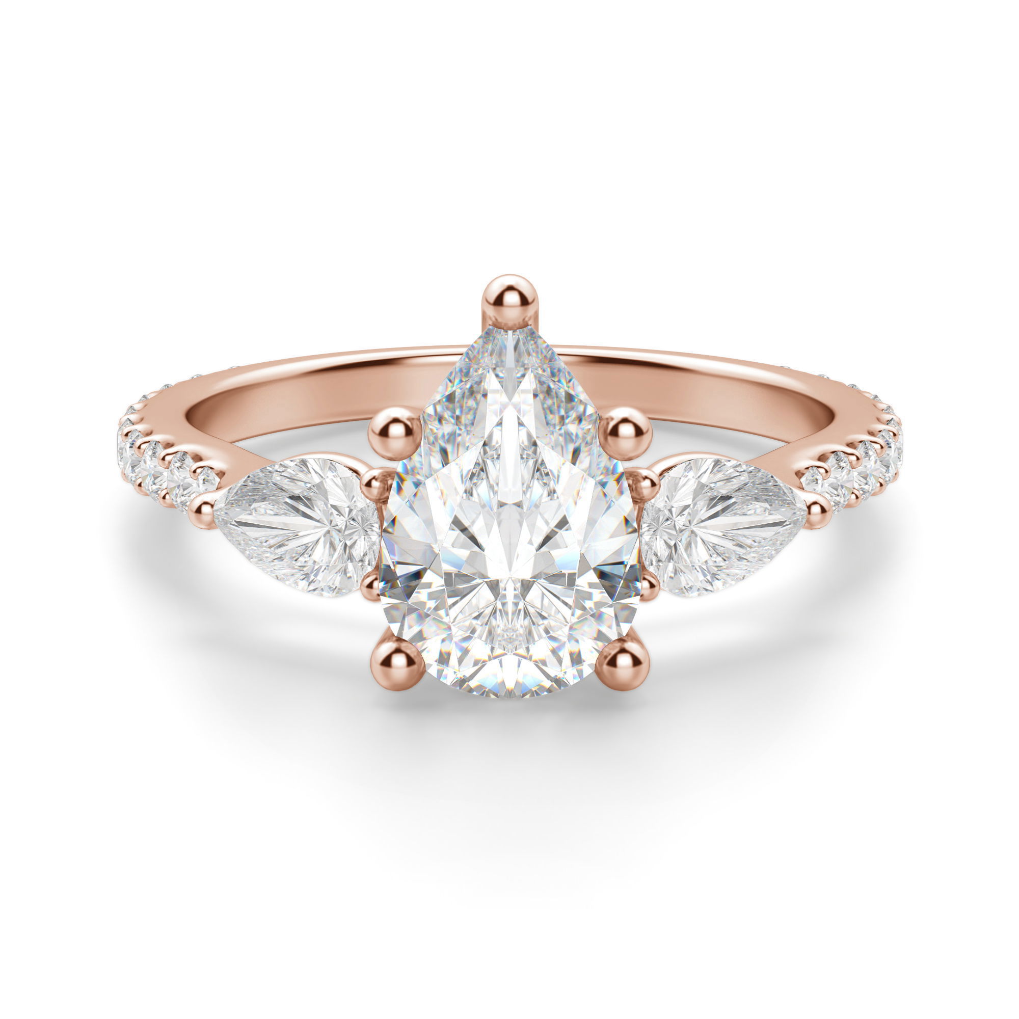 Pear Side Stone Accented Pear Cut Engagement Ring