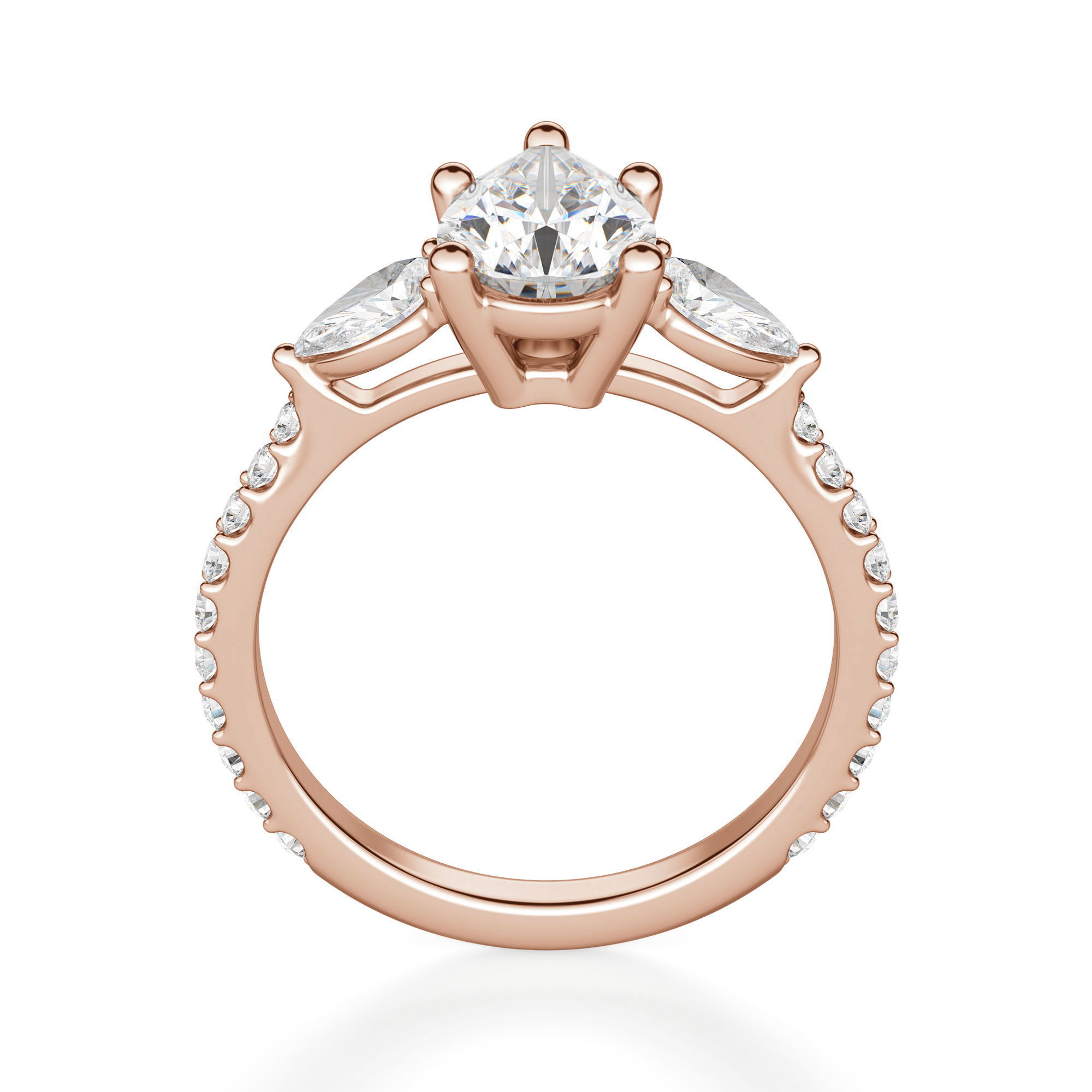 Pear Side Stone Accented Pear Cut Engagement Ring