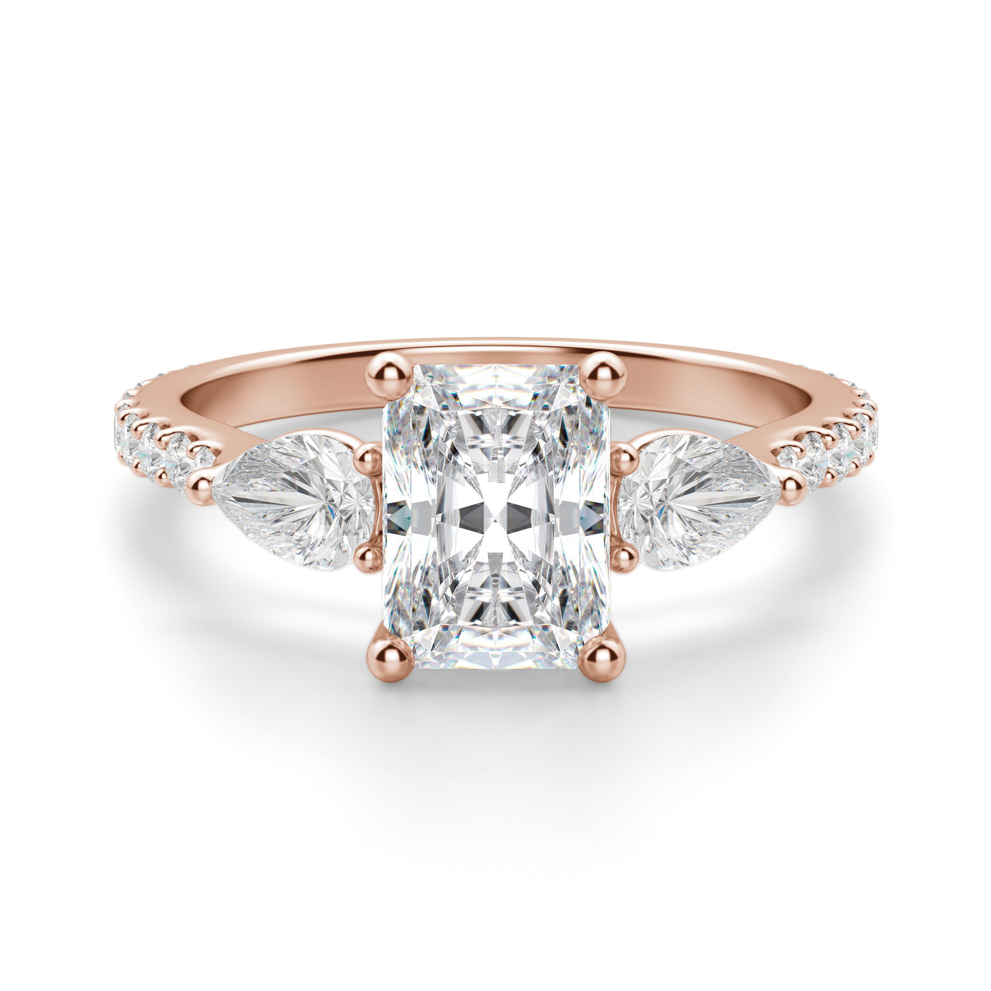 Pear Side Stone Accented Radiant Cut Engagement Ring