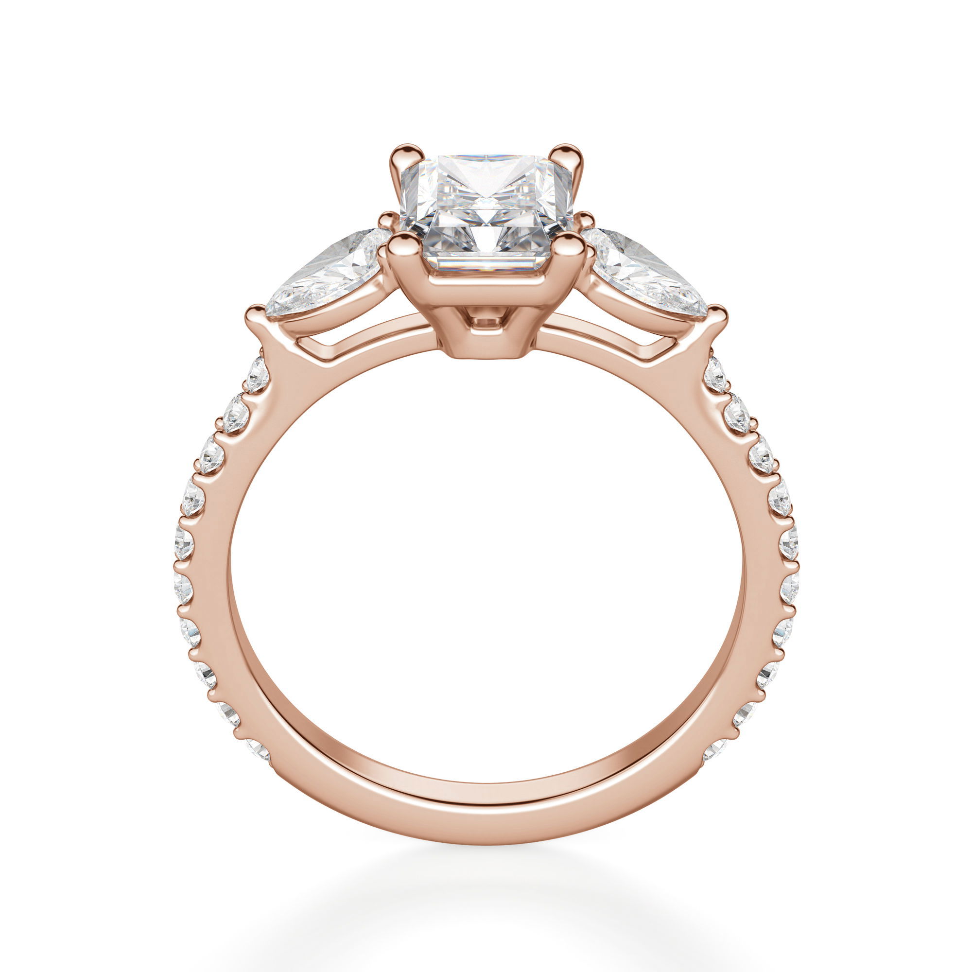 Pear Side Stone Accented Radiant Cut Engagement Ring