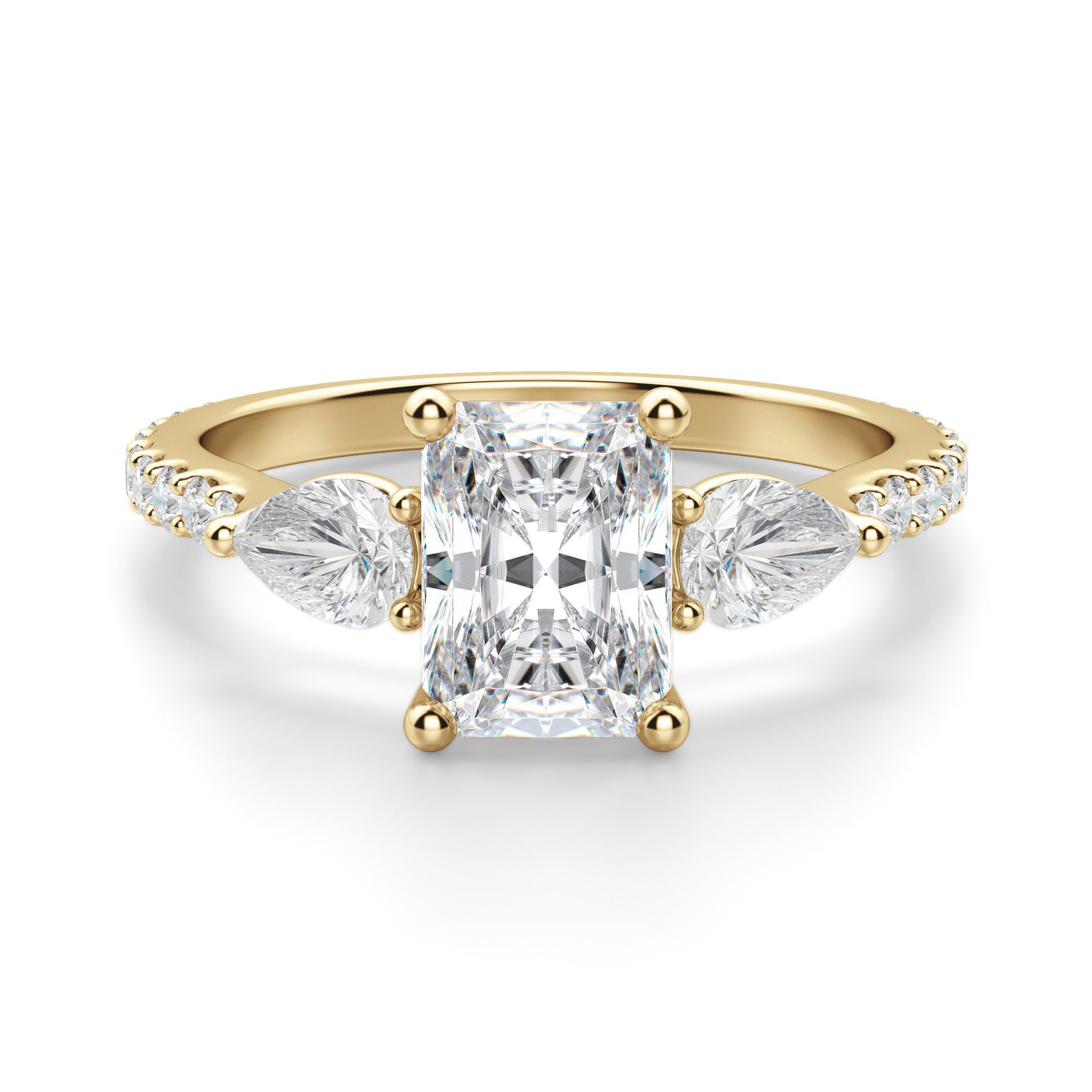 Pear Side Stone Accented Radiant Cut Engagement Ring