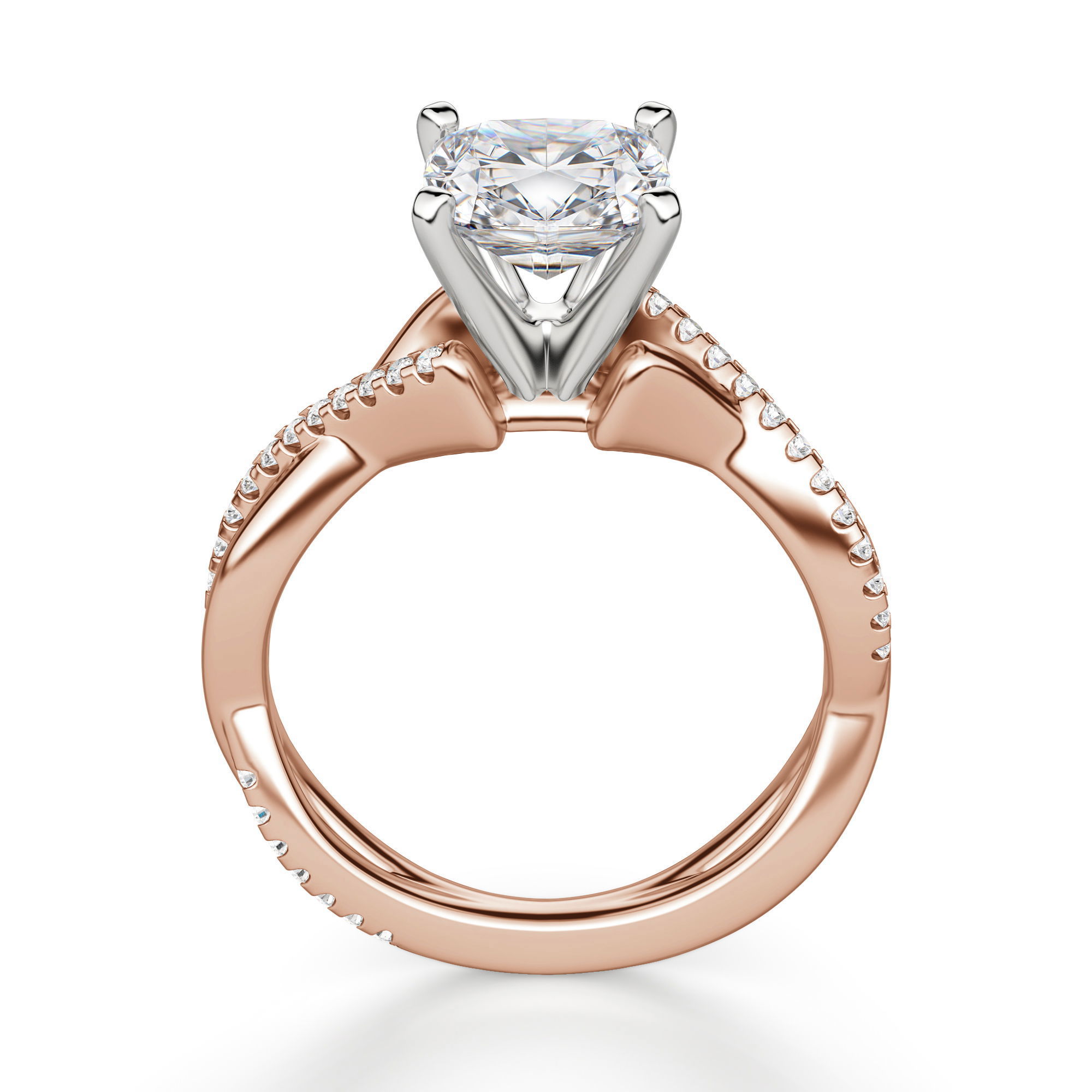Twisted Accented Cushion Cut Engagement Ring