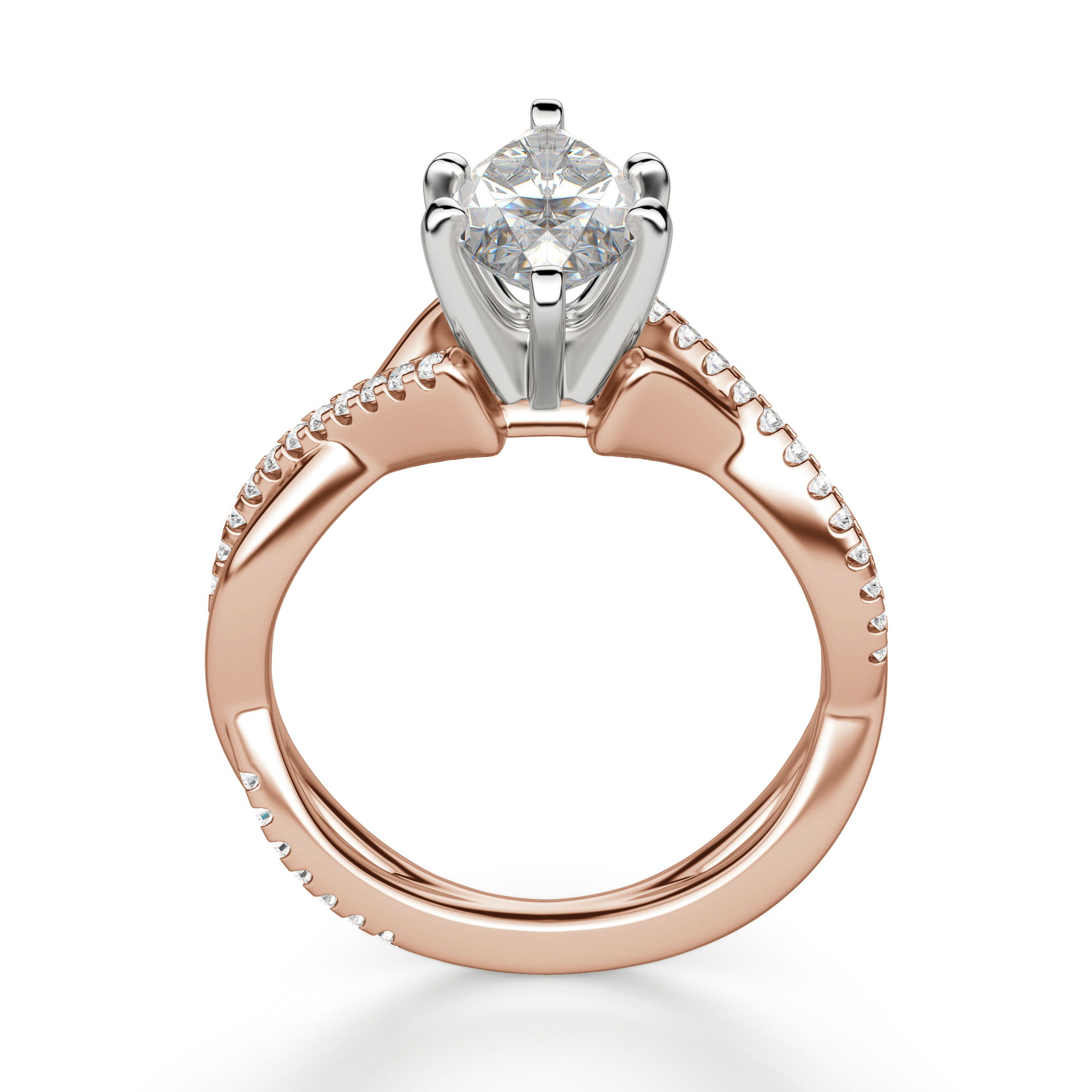 Twisted Accented Marquise Cut Engagement Ring